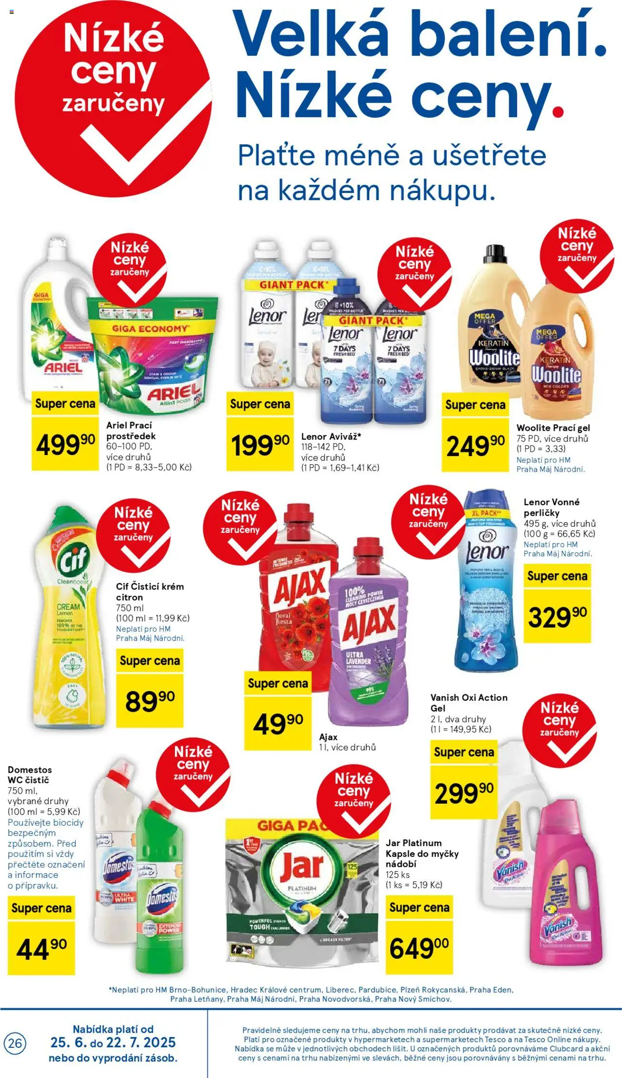 Tesco leták - Hypermarket od 25.06.2025 | Strana: 26 | Produkty: Kapsle do myčky, Domestos, Wc čistič, Jar