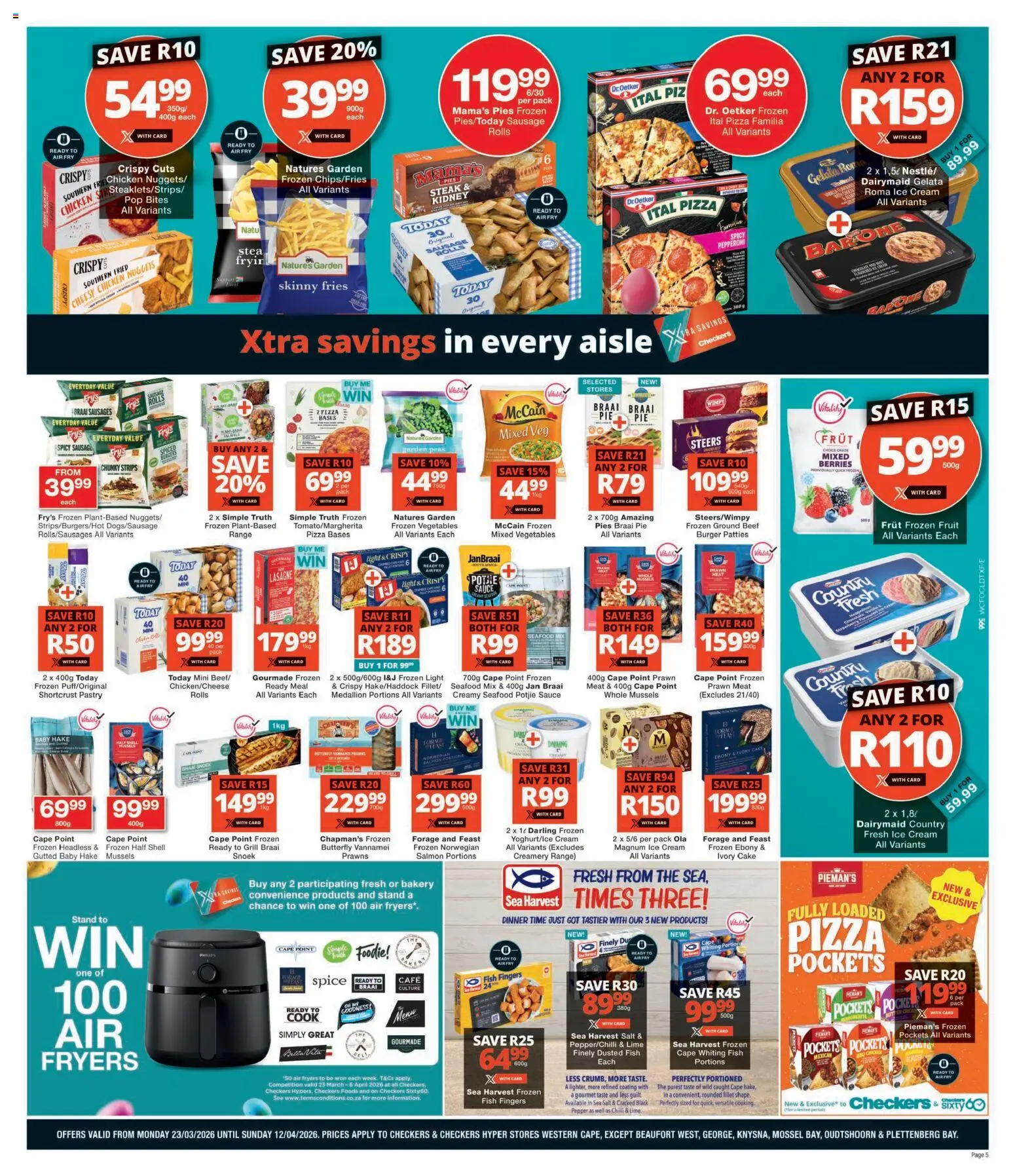 New Checkers catalogue – valid from 23.03.2026 | Page: 5 | Products: Pizza, Fruit, Pepper, Seafood