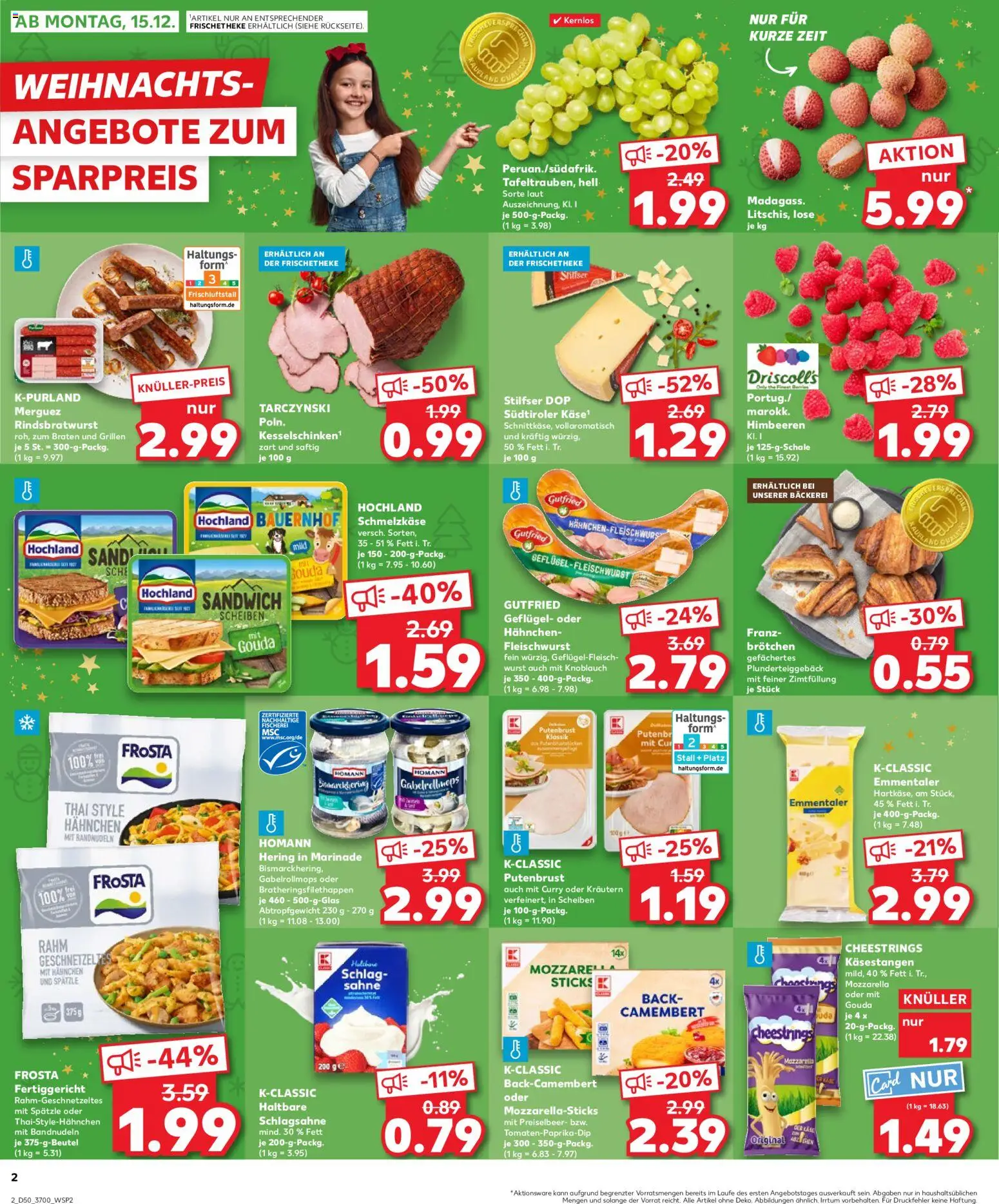 Kaufland prospekt Rostock	 – gültig ab 14.12.2025 | Seite: 2 | Produkte: Bäckerei, Schlagsahne, Mozzarella, Frosta