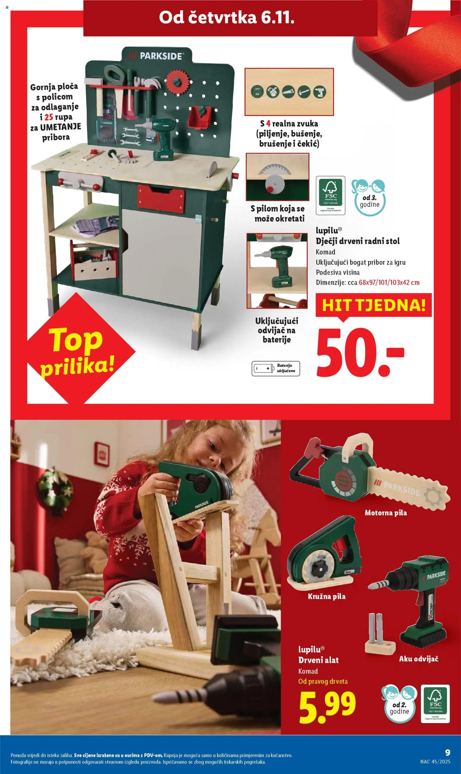 Lidl katalog | vrijedi od 06.11.2025 | Stranica: 9 | Proizvodi: Stol, Aku odvijač, Baterije, Odvijač