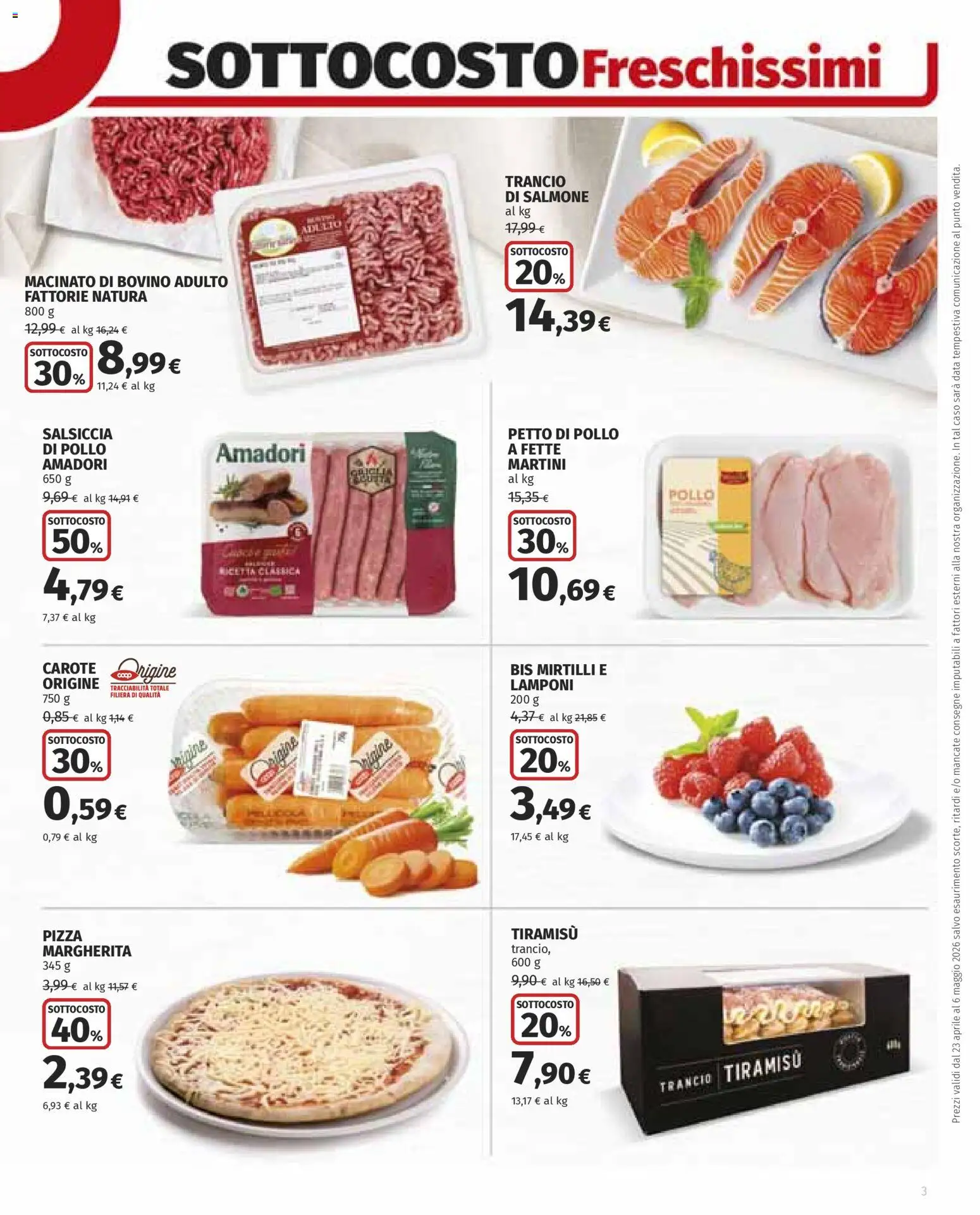 Volantino Ipercoop del 23.04.2026 | Pagina: 3 | Prodotti: Pizza, Pollo, Salmone, Lamponi