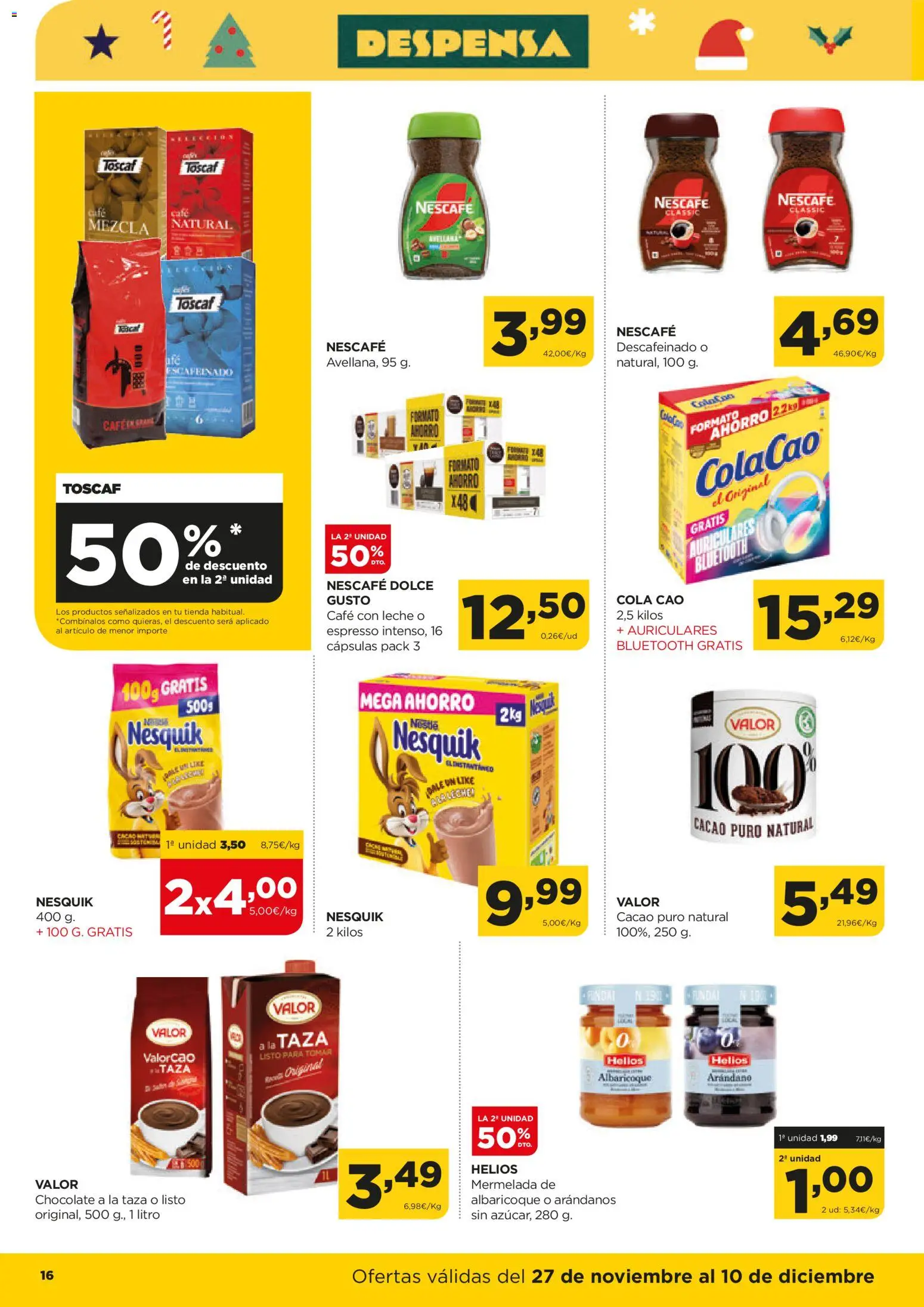 Alimerka folleto Castilla y León │ válido desde el 27.11.2025 | Página: 16 | Productos: Leche, Café, Αποφλοιωτής σκόρδου, Φρυγανιές σικάλεως