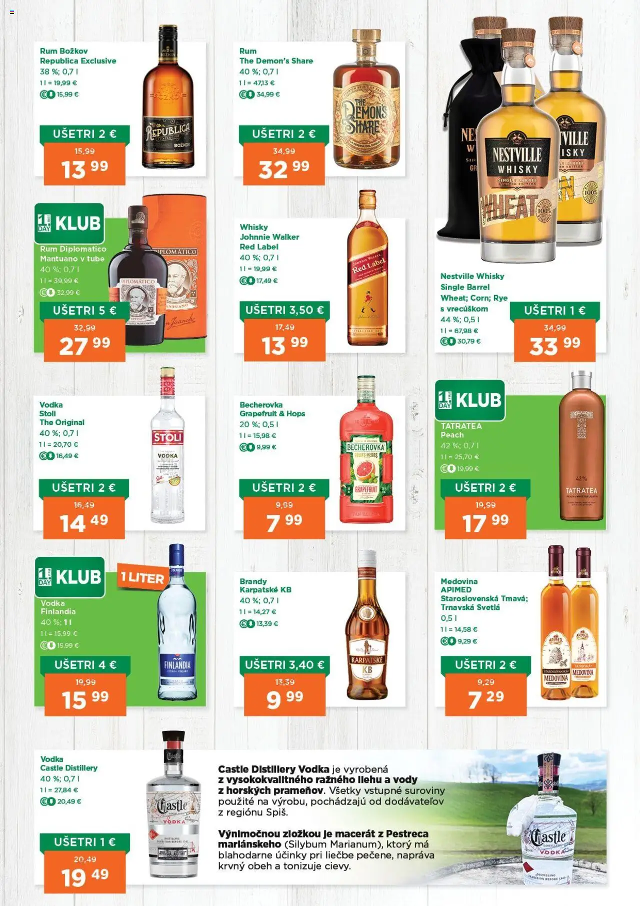 Nové 1day akcie – leták je platný od 09.10.2025 | Strana: 2 | Produkty: Becherovka, Božkov, Whisky, Svetlá