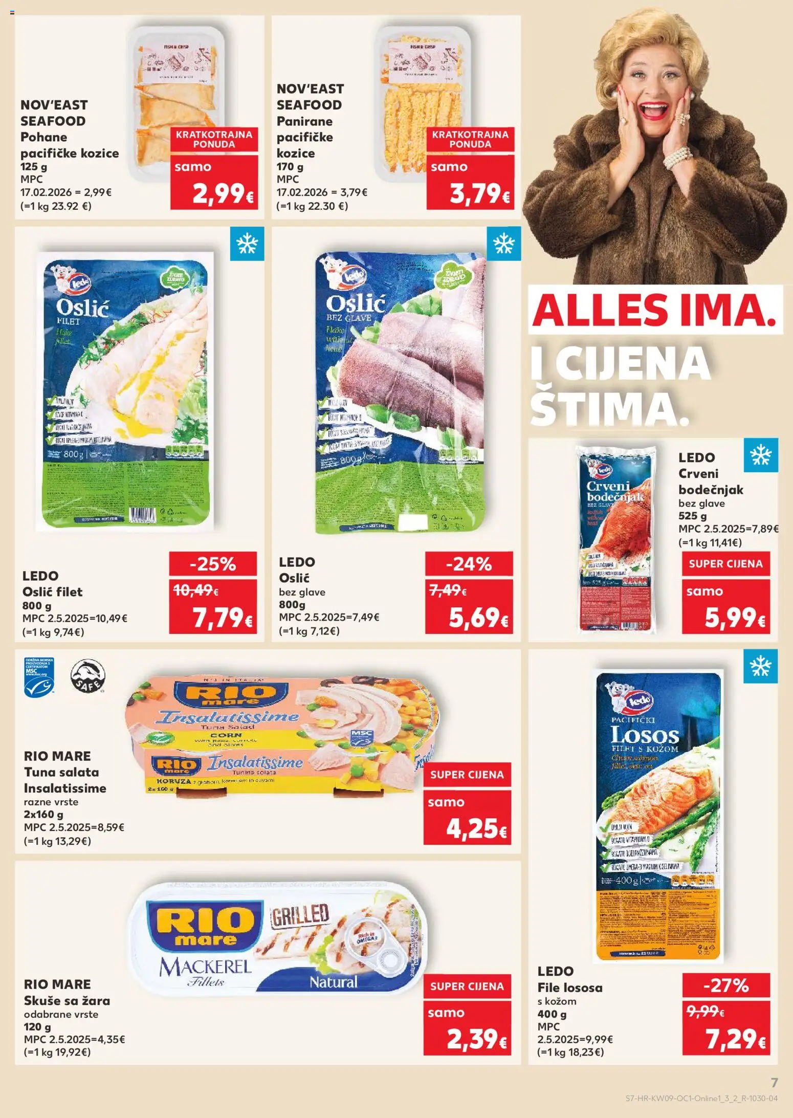 Kaufland katalog | vrijedi od 25.02.2026 | Stranica: 7 | Proizvodi: Ledo, Oslić, Tuna, Kozice
