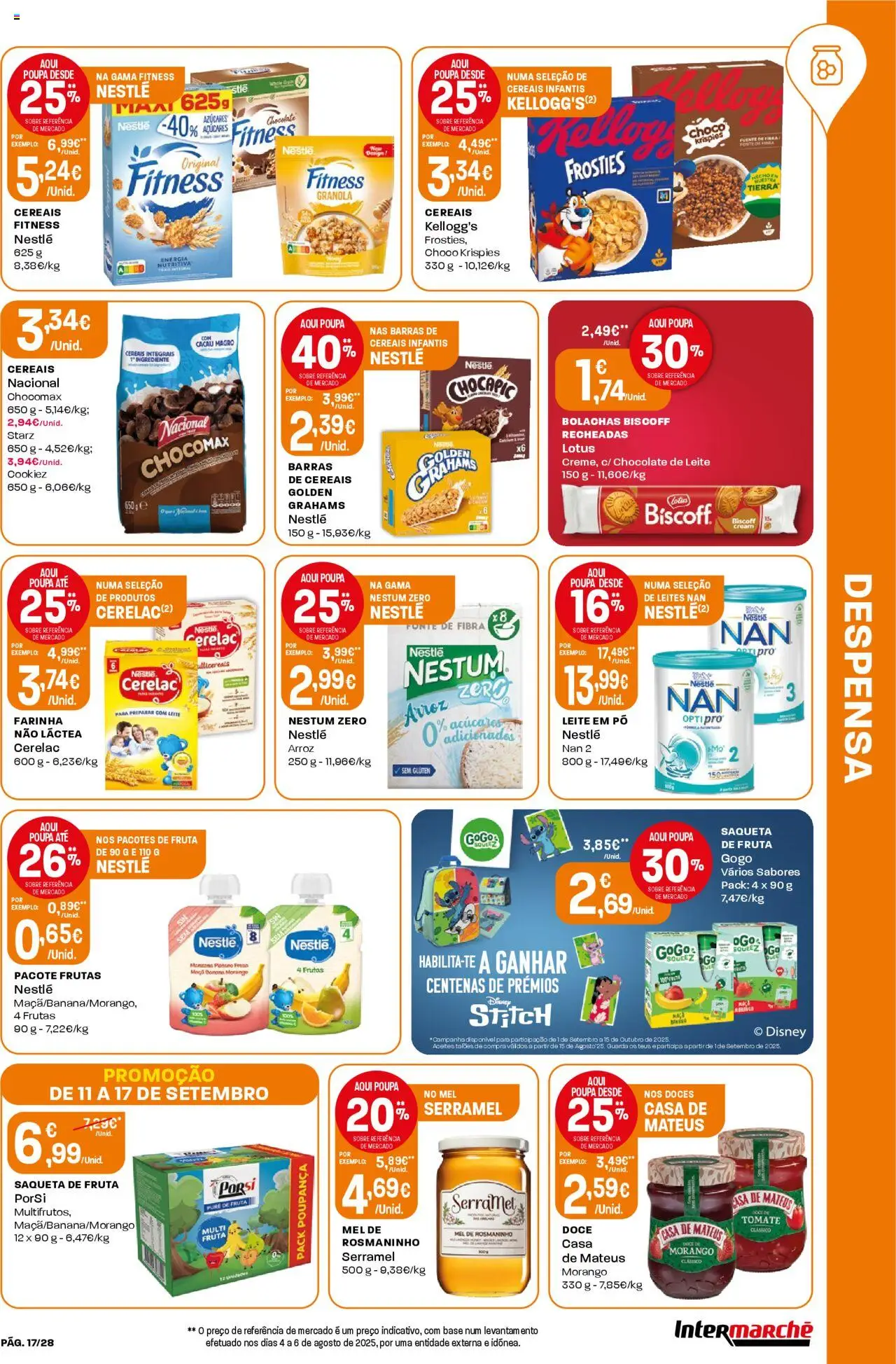 Intermarché folheto │ válido de 11.09.2025 | Página: 17 | Produtos: Pó, Leite em pó, Tomate, Doces
