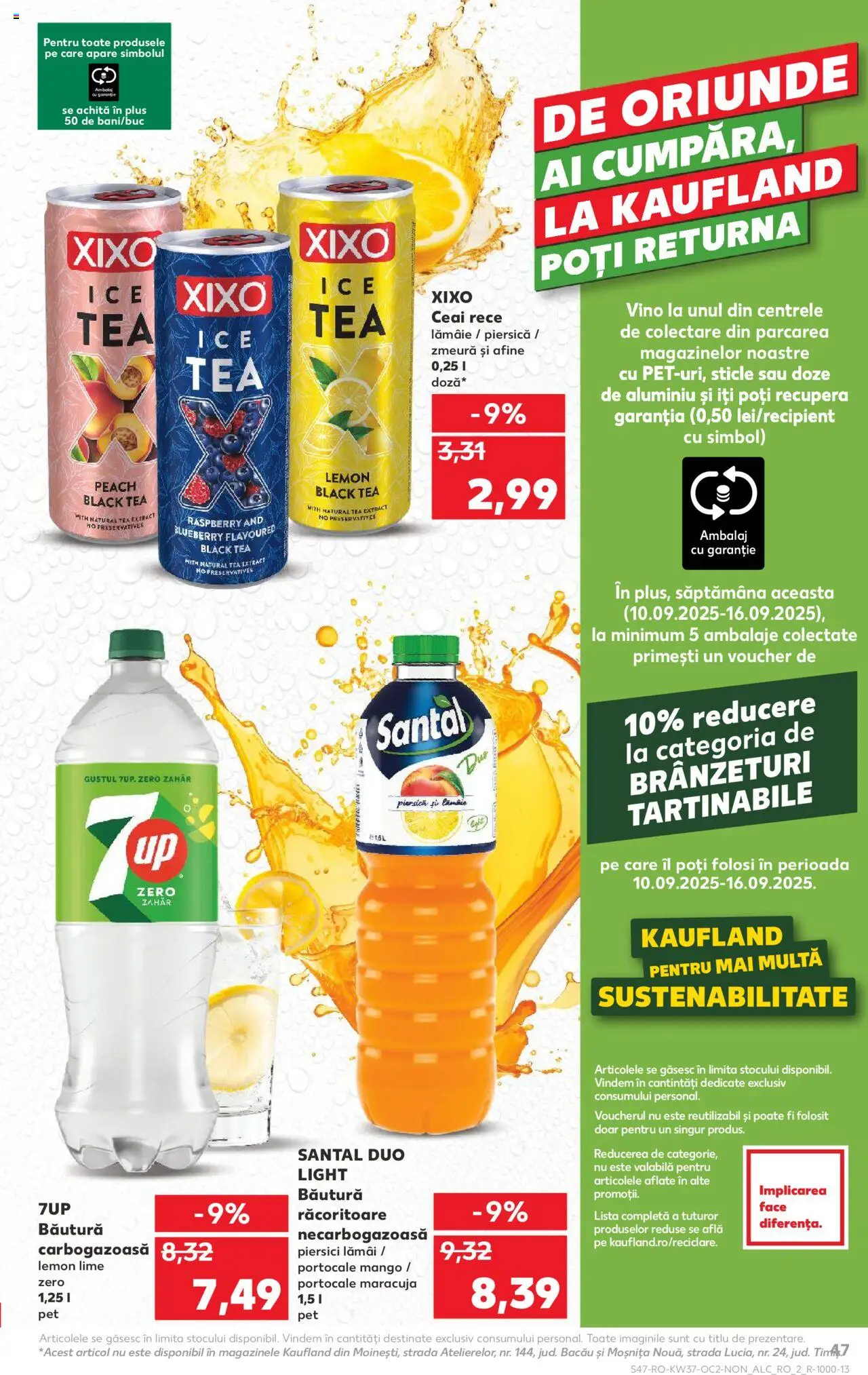 Kaufland RO akciós ujság - amely érvényes a következő dátumtól: 10.09.2025 | Oldal: 47 | Termékek: Lime, Tea, Mangó