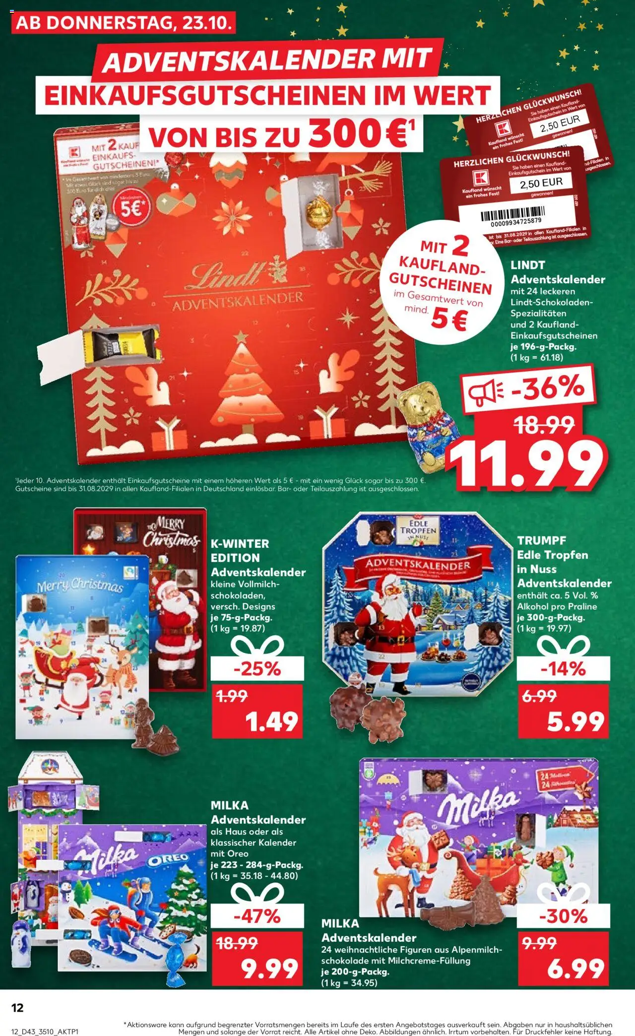 Kaufland prospekt Leipzig	 – gültig ab 23.10.2025 | Seite: 12 | Produkte: Schokolade, Milka, Lindt
