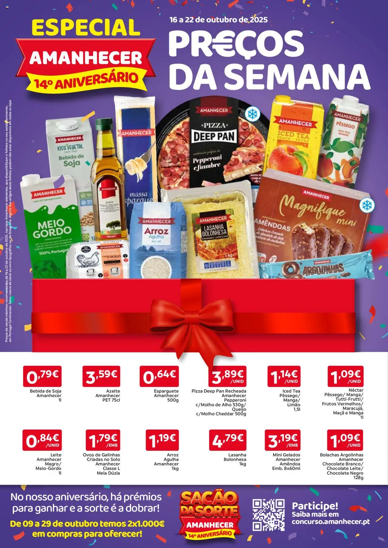 Amanhecer folheto │ válido de 16.10.2025 | Página: 1 | Produtos: Bolachas, Leite, Pizza, Arroz