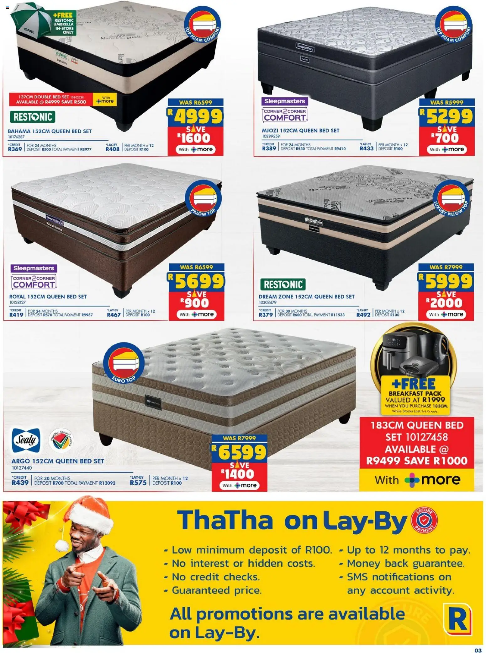 New Russells catalogue – valid from 02.12.2025 | Page: 3 | Products: Umbrella, Double bed, Queen bed, Bed