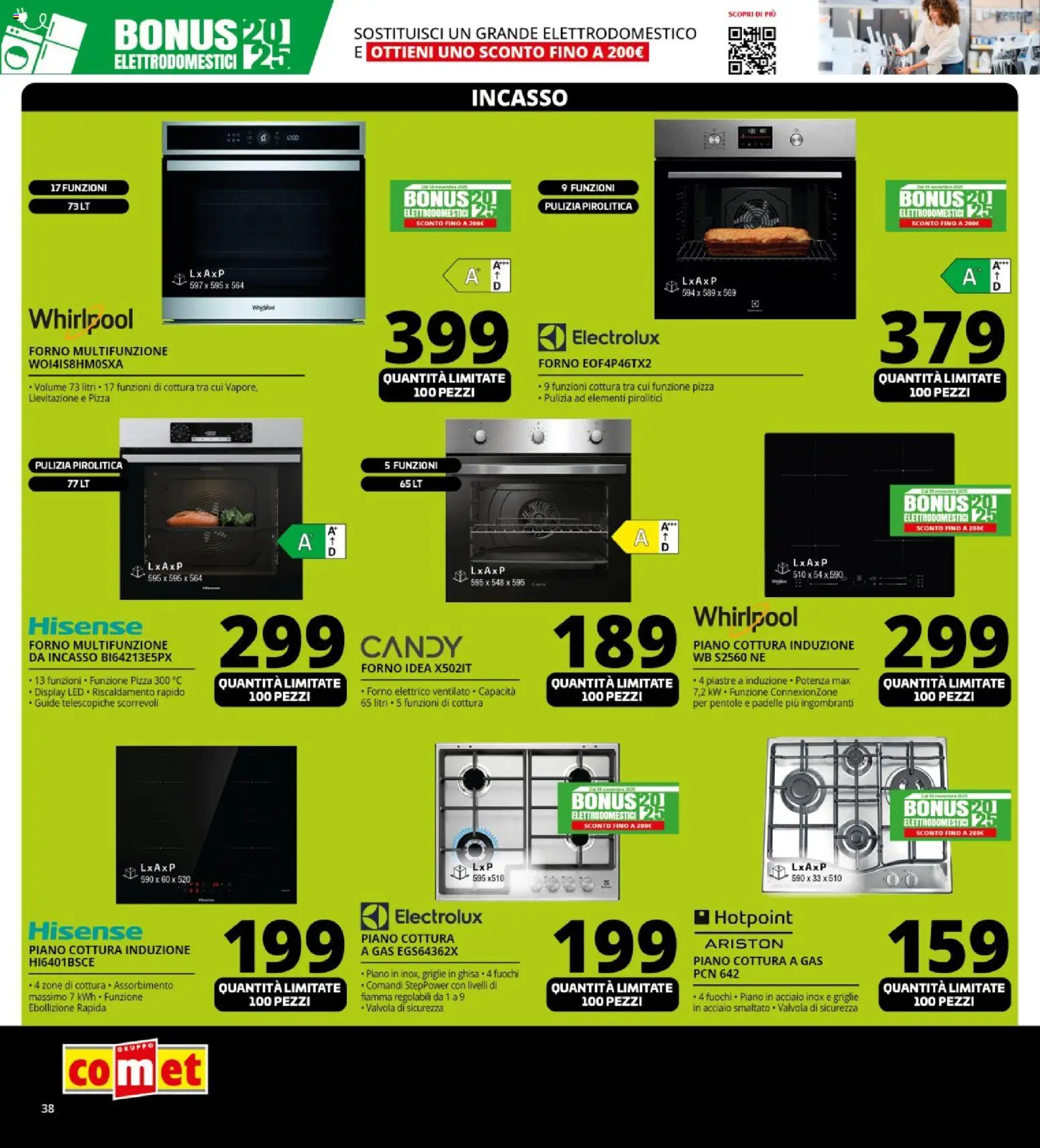 Volantino Comet del 26.11.2025 | Pagina: 38 | Prodotti: Pizza, Forno, Piano cottura induzione, Forno elettrico