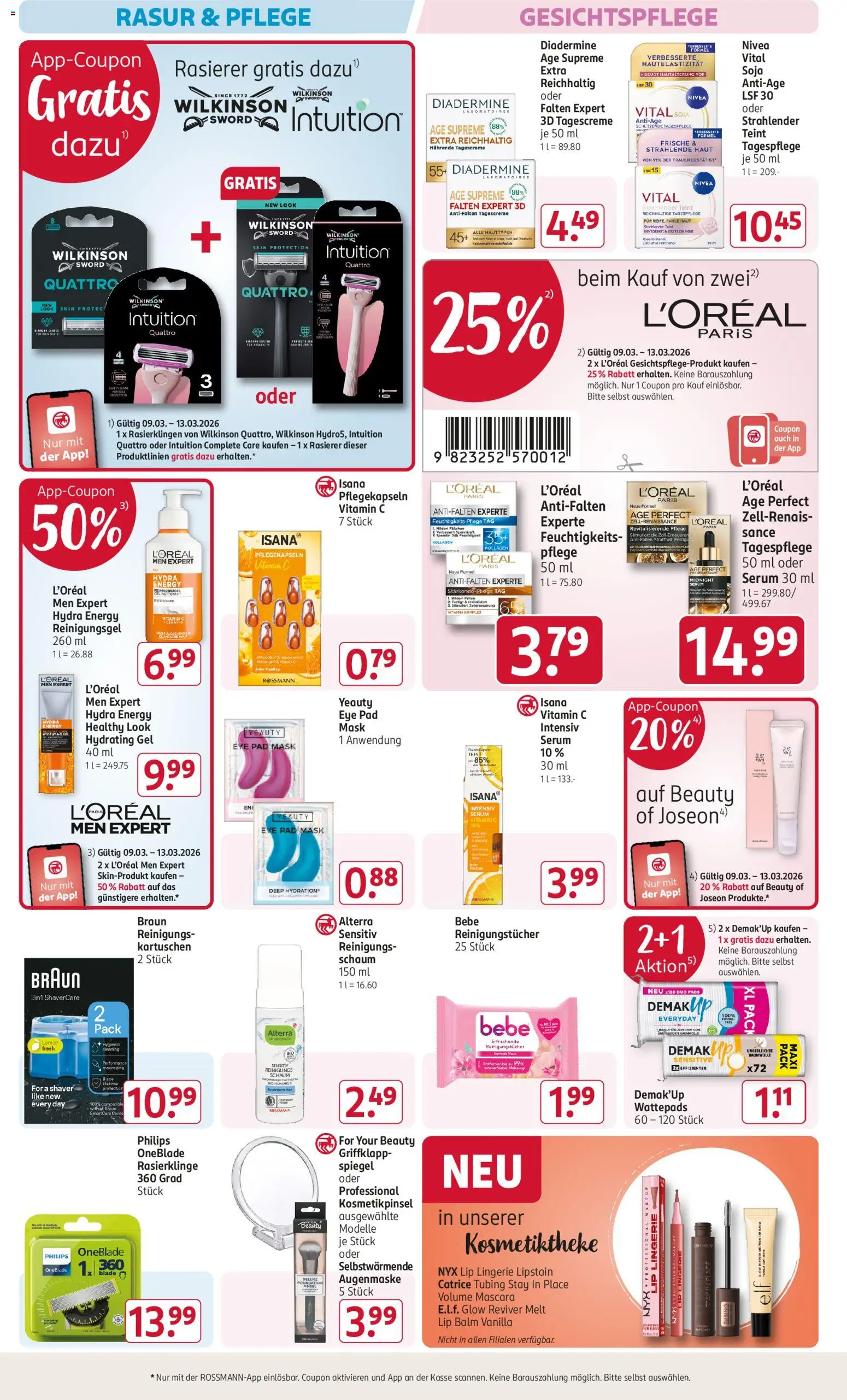Rossmann Prospekt 	 – gültig ab 09.03.2026 | Seite: 9 | Produkte: Wattepads, Philips, Rasierer, Lip Balm