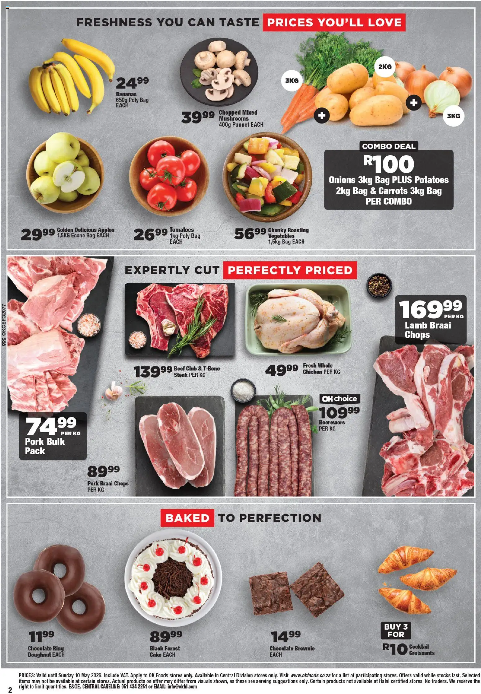New OK Foods catalogue – valid from 24.04.2026 | Page: 2 | Products: Mushrooms, Pork, Carrots, Potatoes