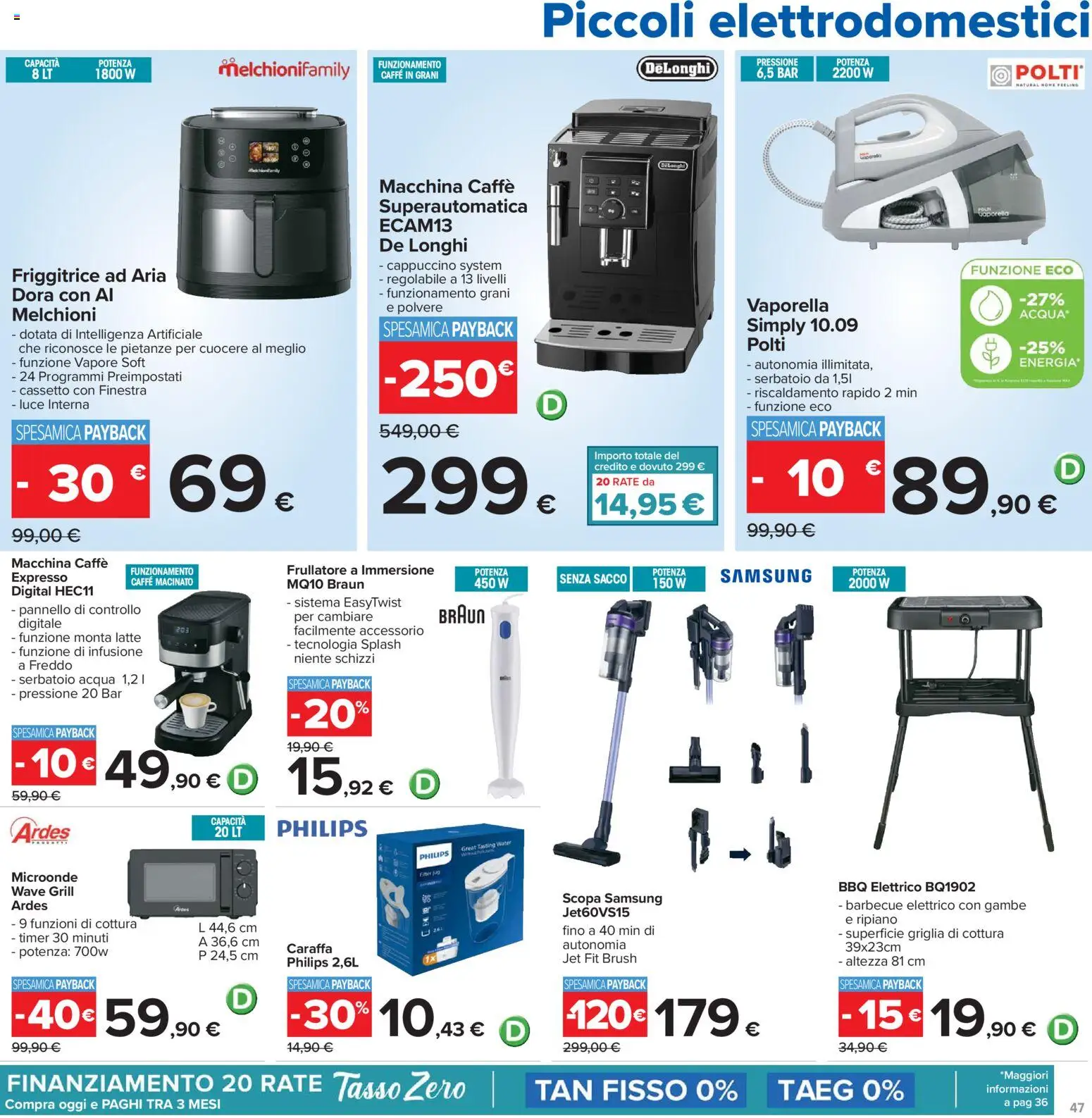 Volantino Carrefour del 24.03.2026 | Pagina: 47 | Prodotti: Microonde, Acqua, Caffè in grani, Samsung