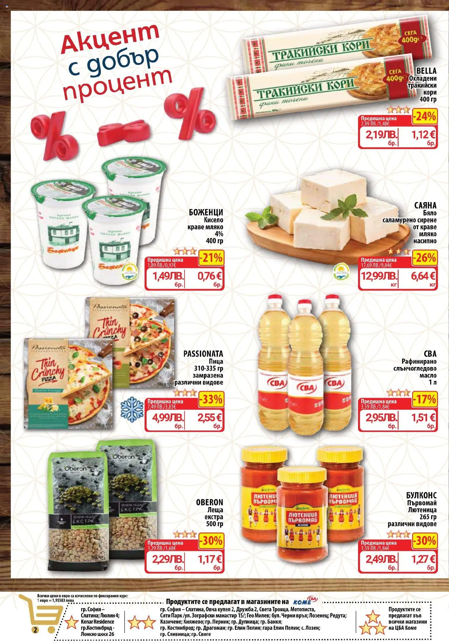 {H1} | Страница: 2 | Продукти: Пица, Краве, Масло, Сирене