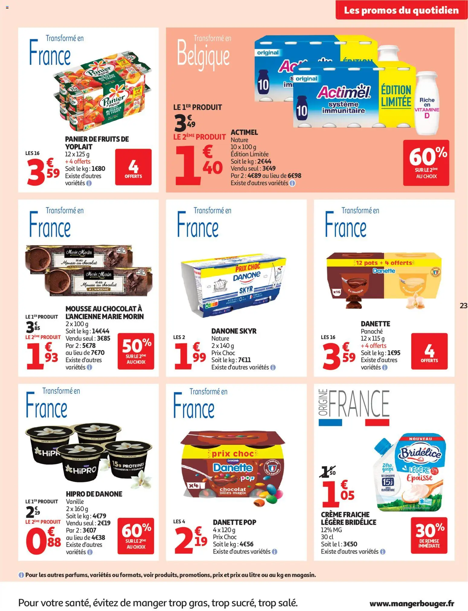 {H1} | Page: 23 | Produits: Actimel, Mousse, Panier, Skyr