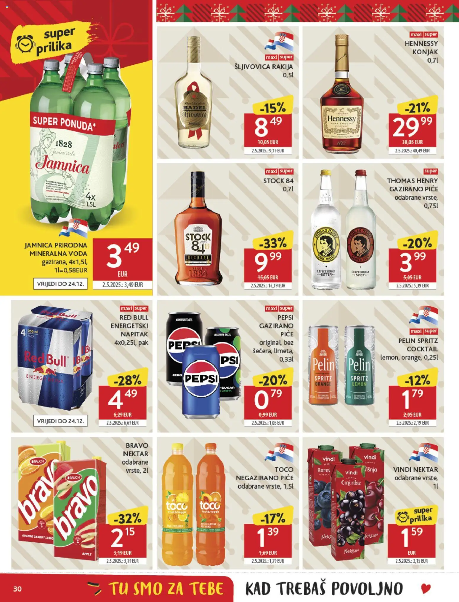 Konzum HR akciós ujság - amely érvényes a következő dátumtól: 10.12.2025 | Oldal: 30 | Termékek: Tonic, Pepsi, Red bull