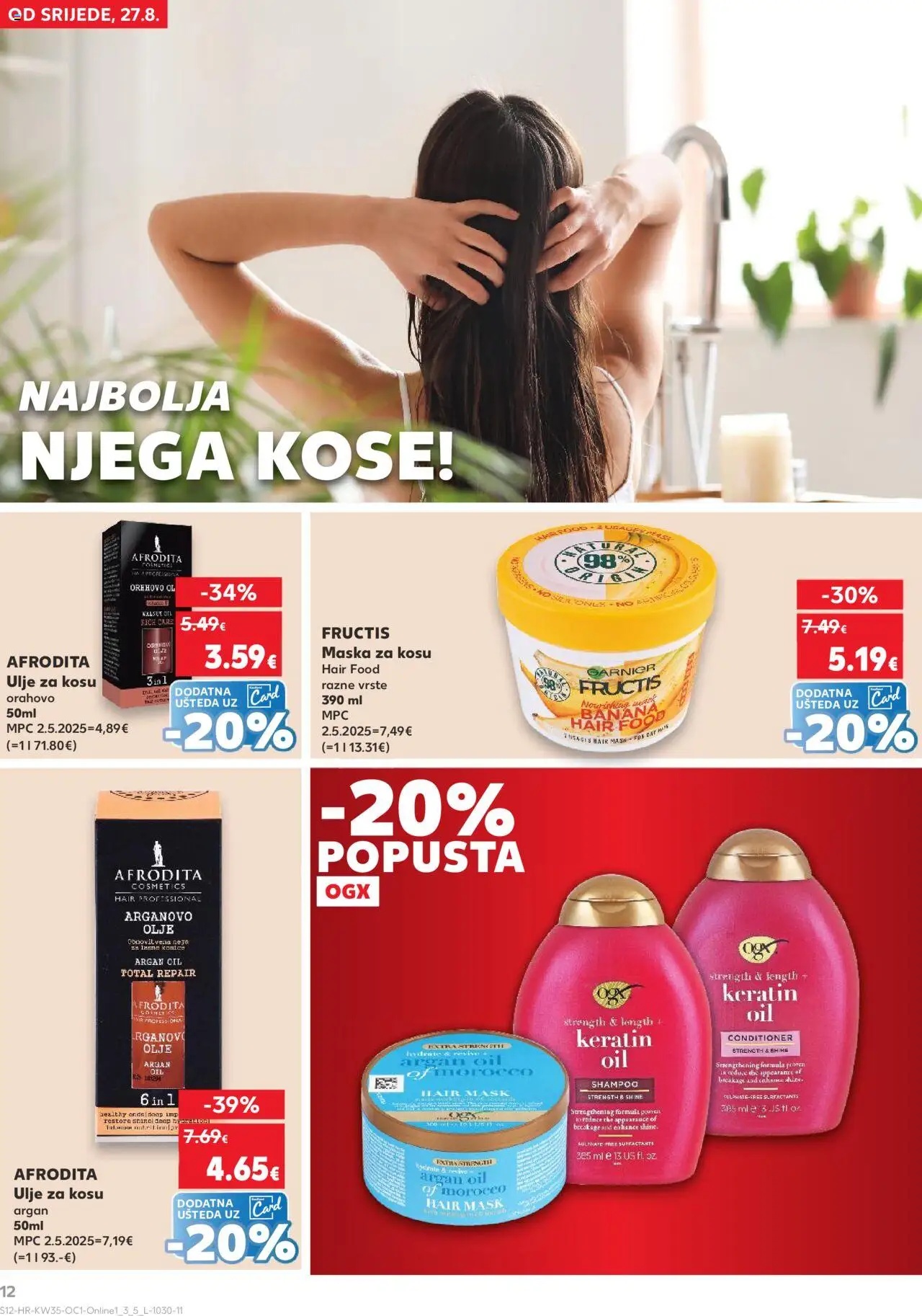 Kaufland katalog | vrijedi od 27.08.2025 | Stranica: 12 | Proizvodi: Maska za kosu, Ulje za kosu, Maska, Garnier
