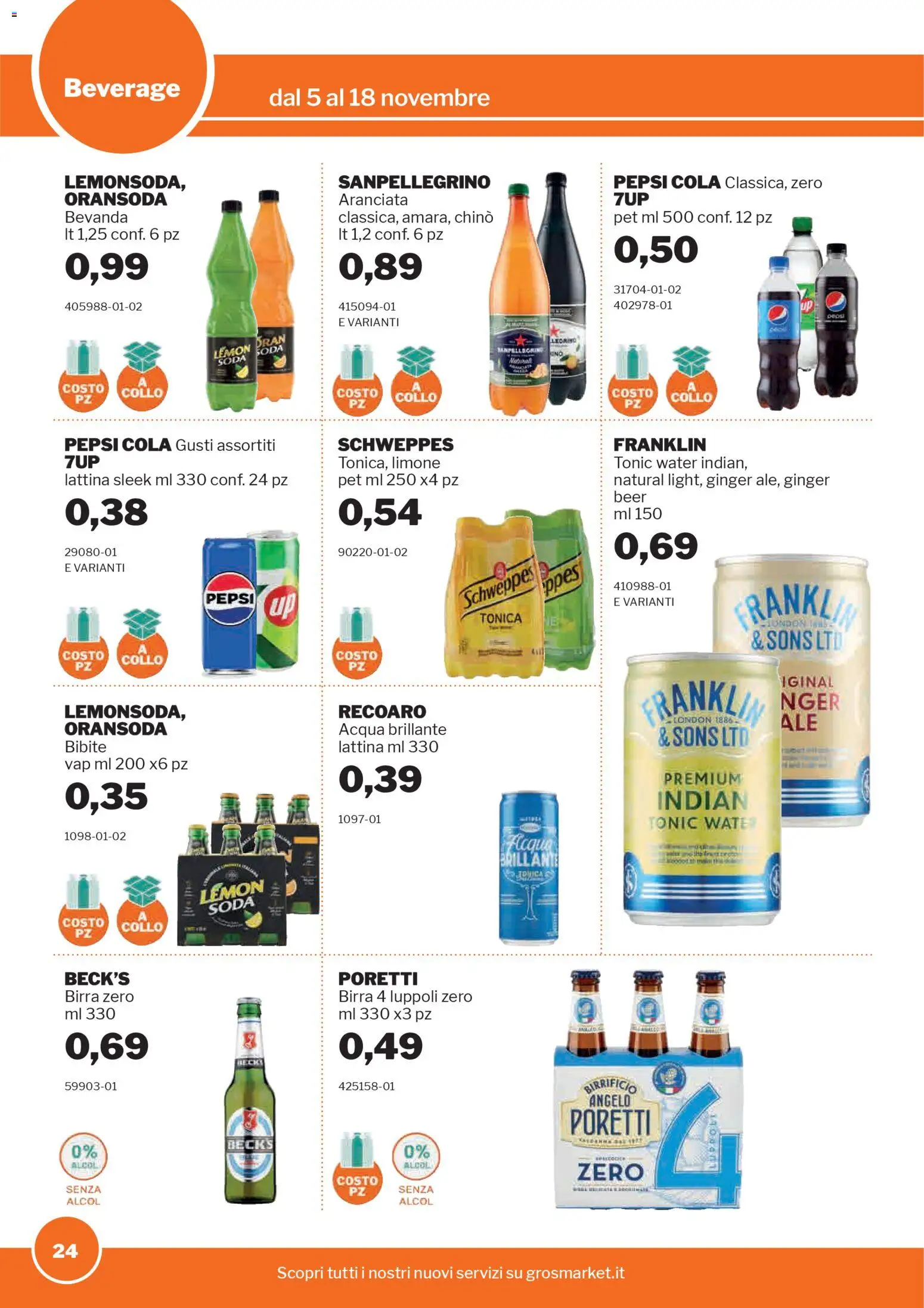 Volantino Sogegross del 05.11.2025 | Pagina: 24 | Prodotti: Birra, Limone, Bibite, Pepsi