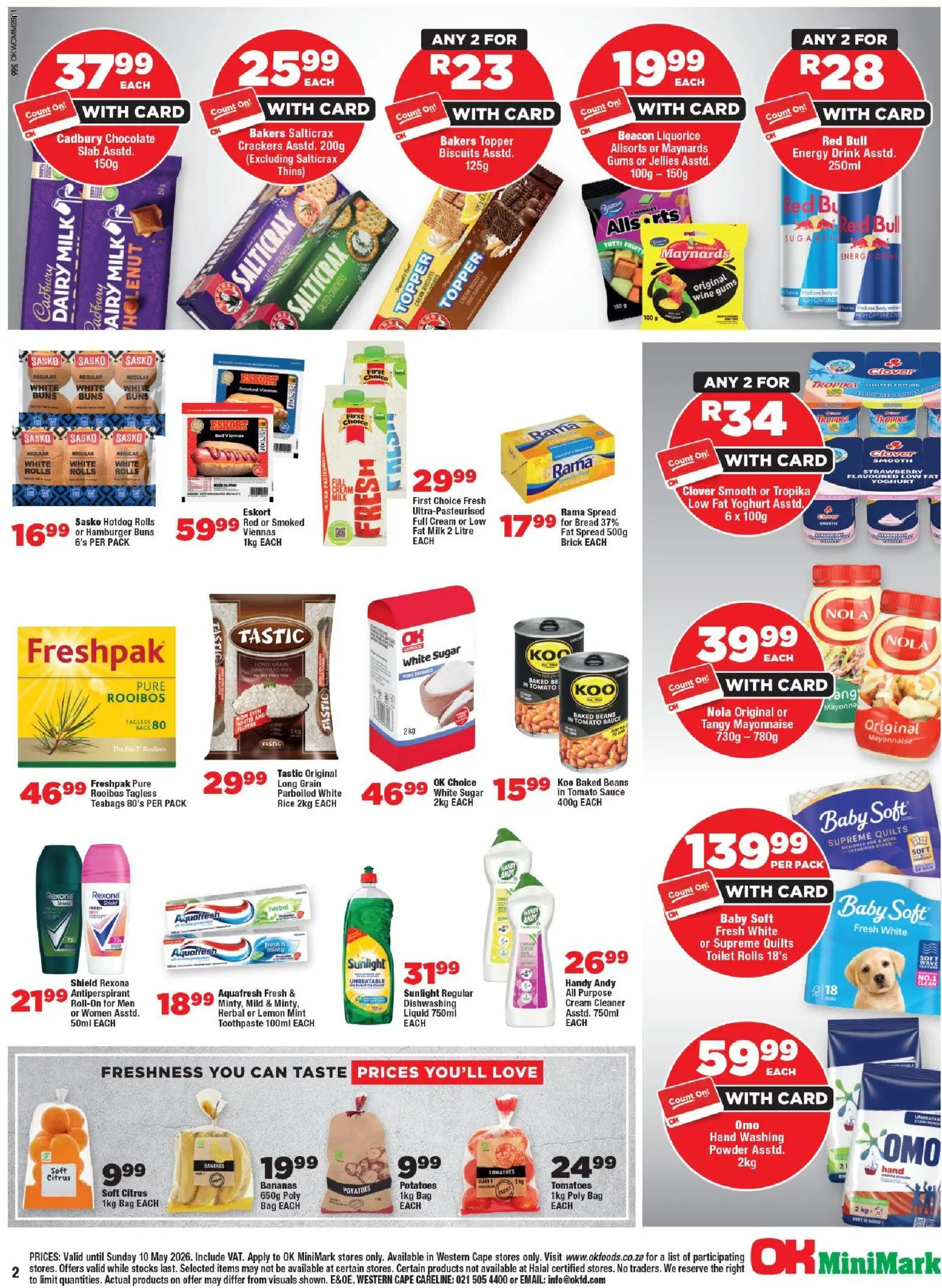 New OK Foods catalogue – valid from 24.04.2026 | Page: 2 | Products: Biscuits, Powder, Tomato sauce, Sauce