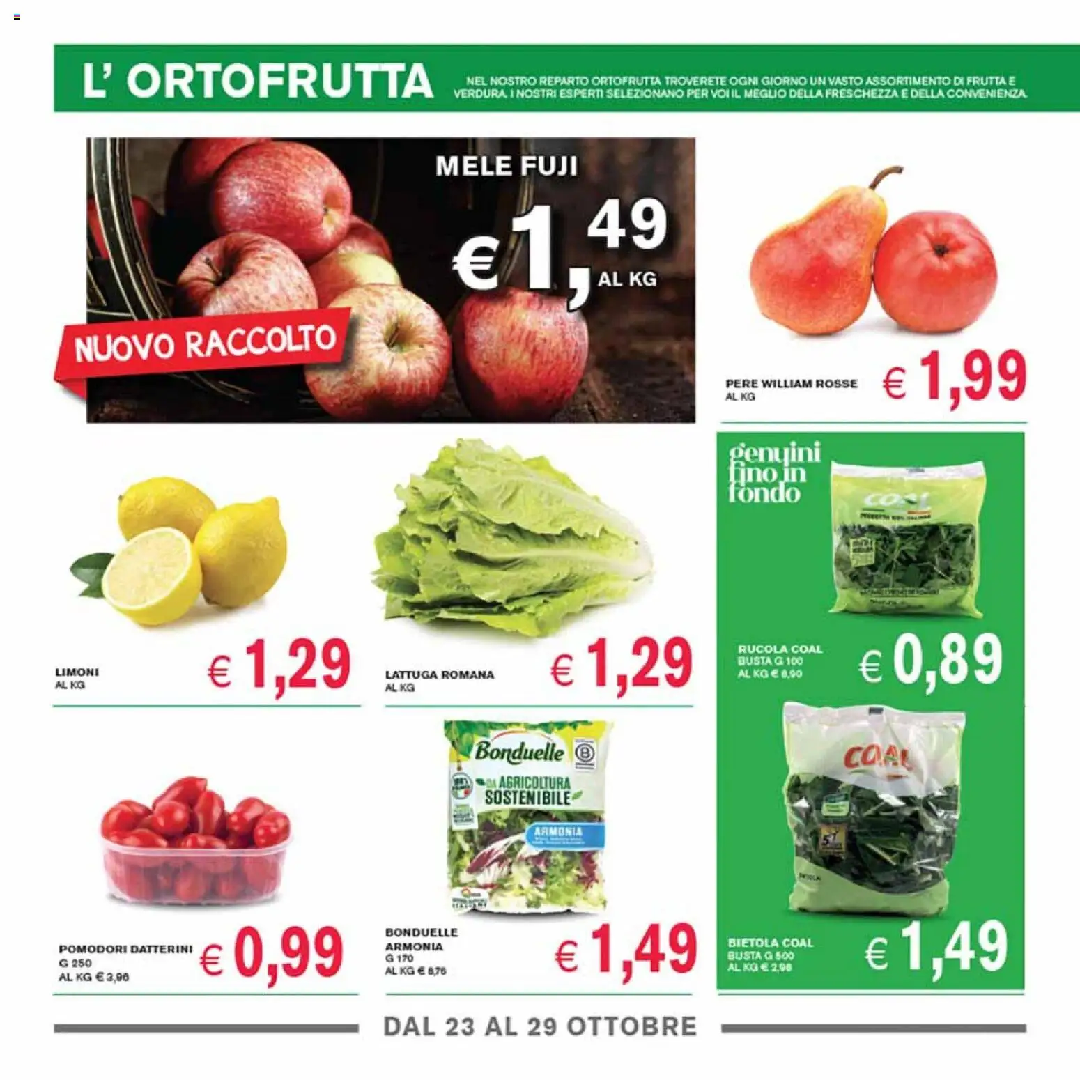 Volantino Coal del 23.10.2025 | Pagina: 2 | Prodotti: Mele, Rucola, Frutta, Pomodori