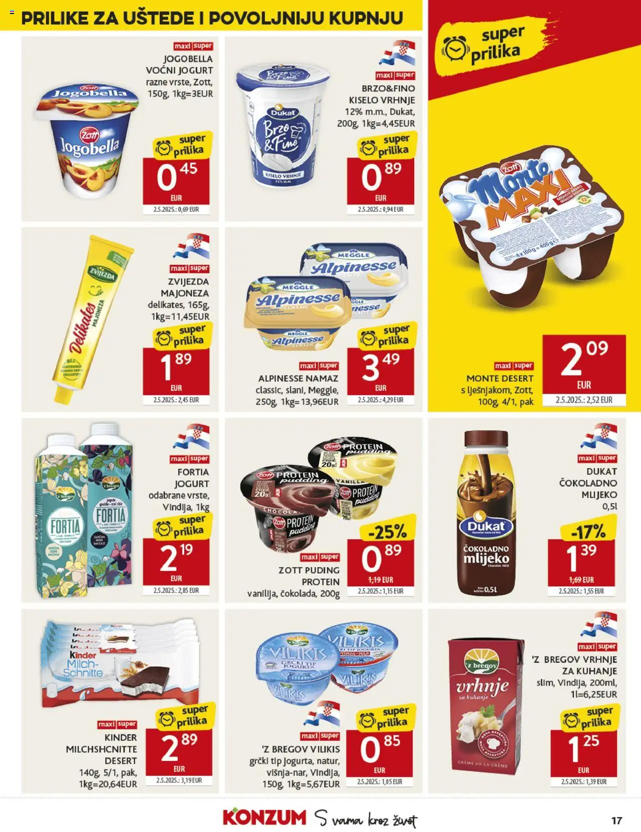 Konzum HR akciós ujság - amely érvényes a következő dátumtól: 13.08.2025 | Oldal: 17 | Termékek: Puding, Protein