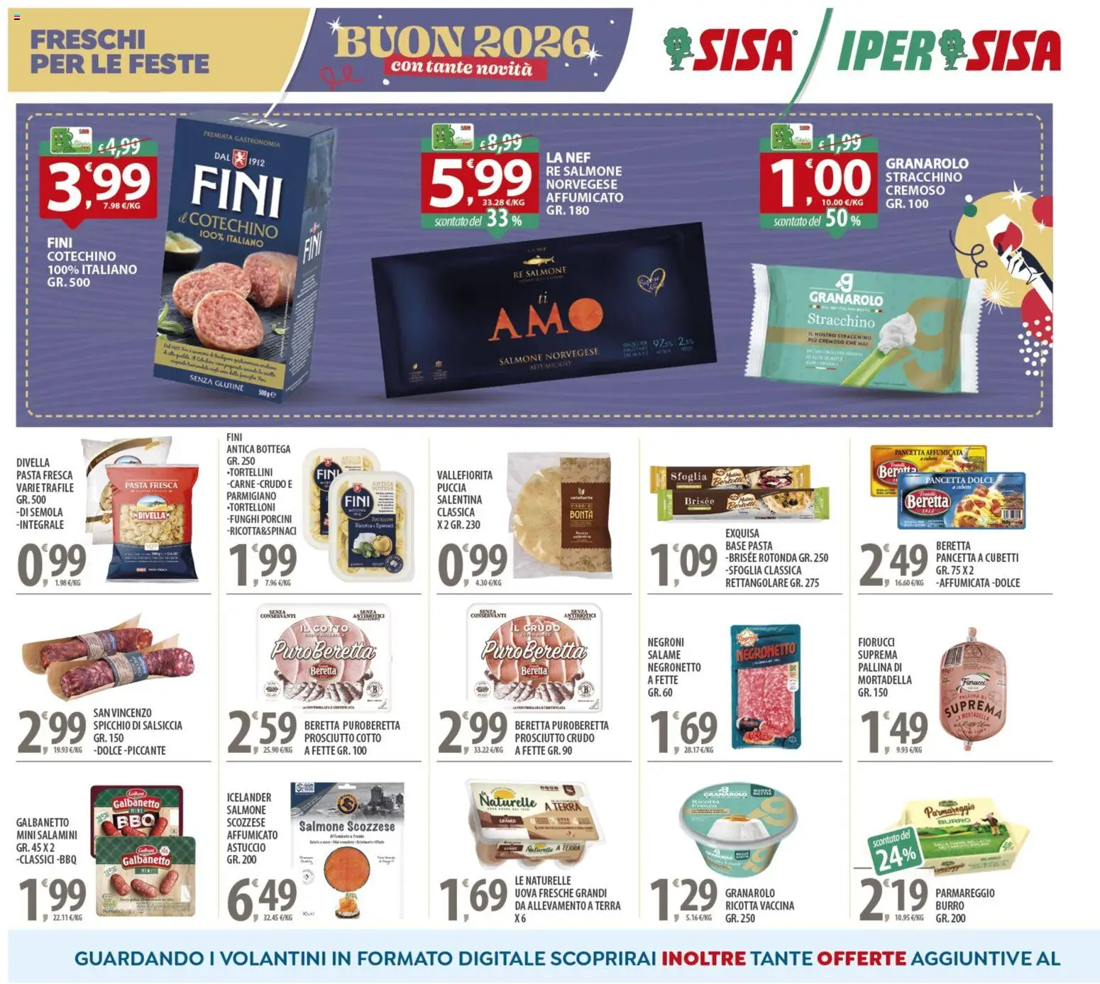 Volantino SISA del 27.12.2025 | Pagina: 6 | Prodotti: Prosciutto Cotto, Pancetta, Stracchino, Ricotta