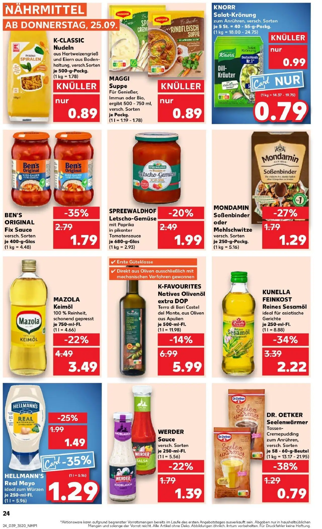 Kaufland prospekt Sonneberg	 – gültig ab 25.09.2025 | Seite: 24 | Produkte: Maggi, Dressing, Dill, Nudeln