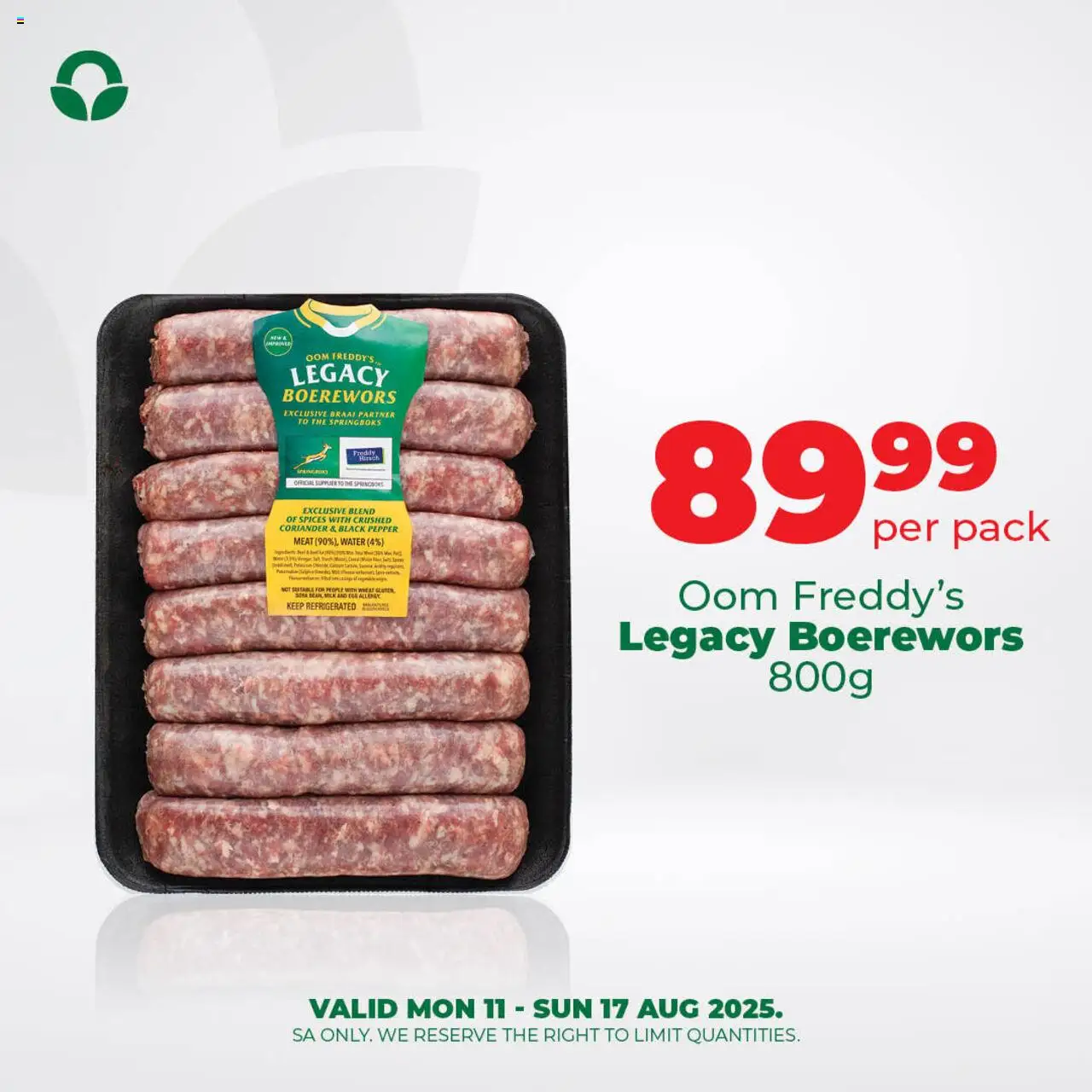 Food Lover's Market Specials │ valid from 11.08.2025 | Page: 5 | Products: Boerewors, Milk, Spices, Water