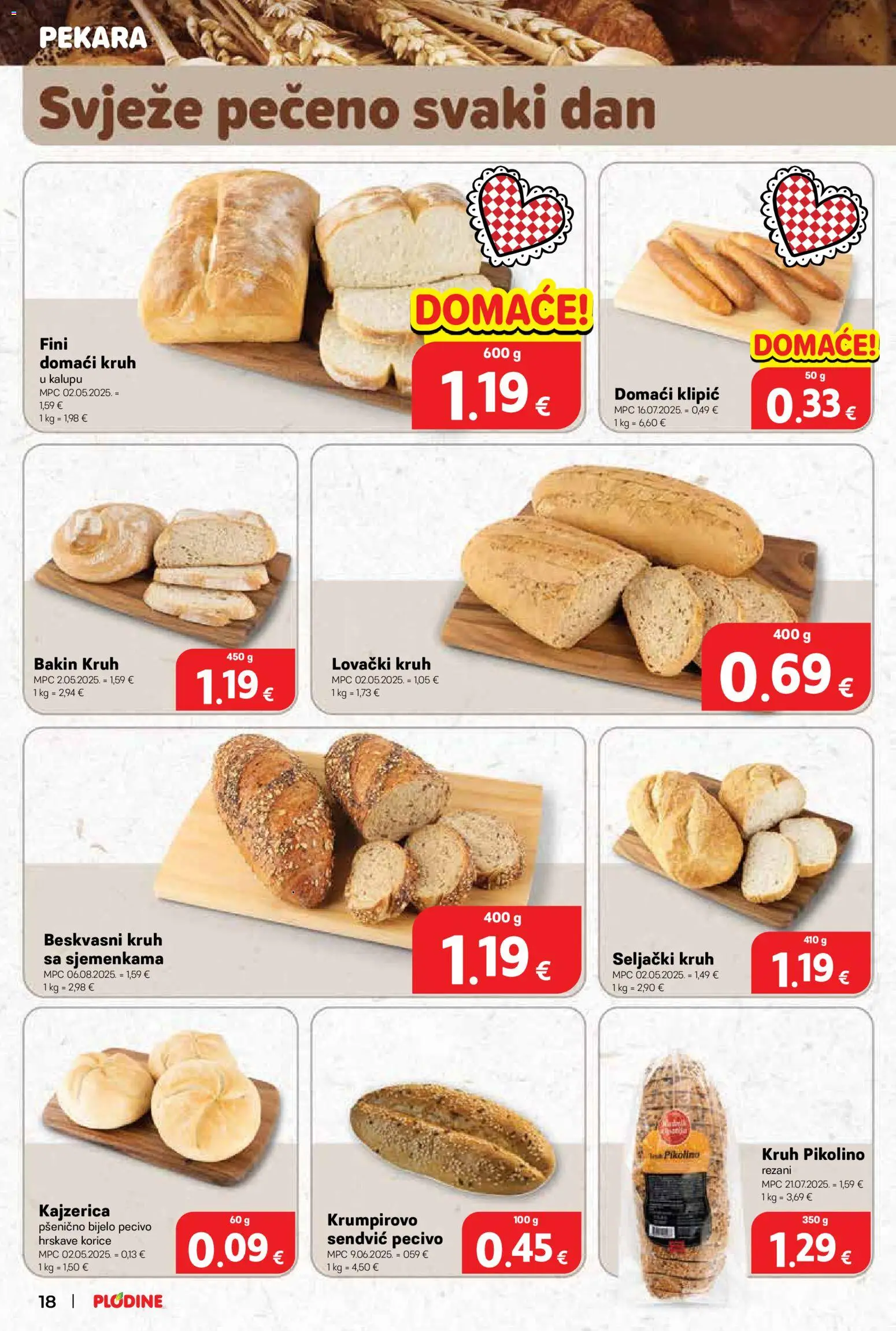 Plodine katalog | vrijedi od 26.11.2025 | Stranica: 18 | Proizvodi: Pekara, Kruh, Pecivo