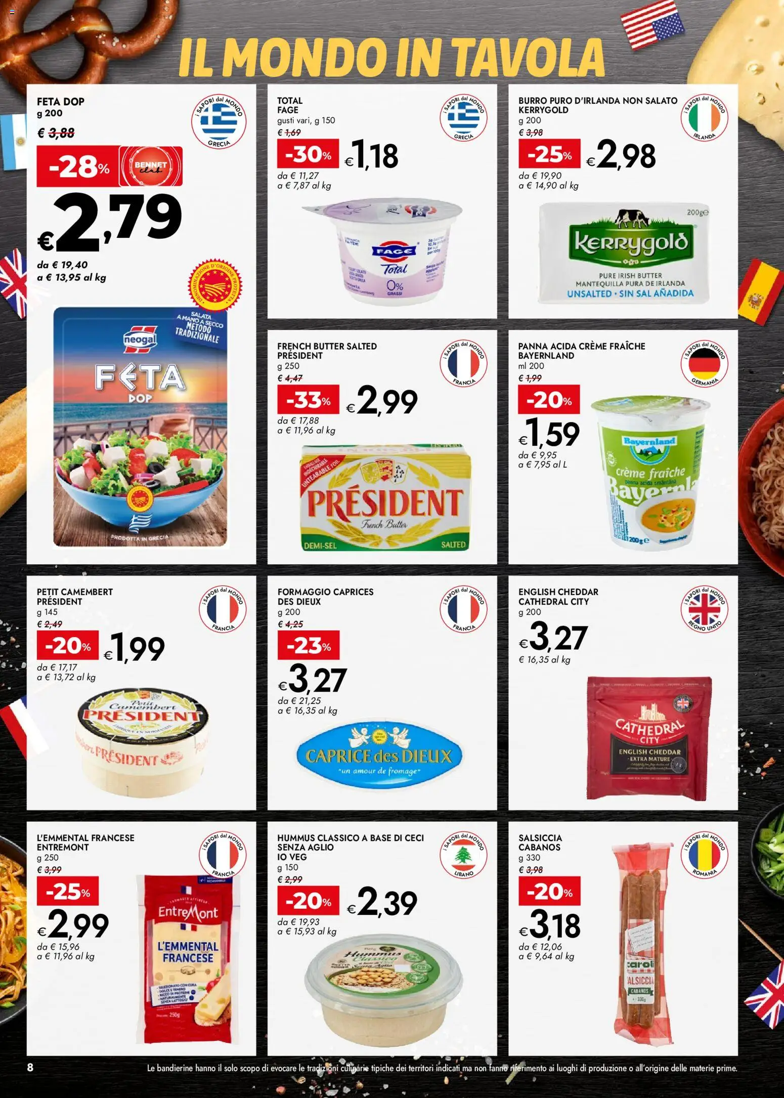 Volantino bennet del 05.03.2026 | Pagina: 8 | Prodotti: Formaggio, Salsiccia, Aglio, Feta