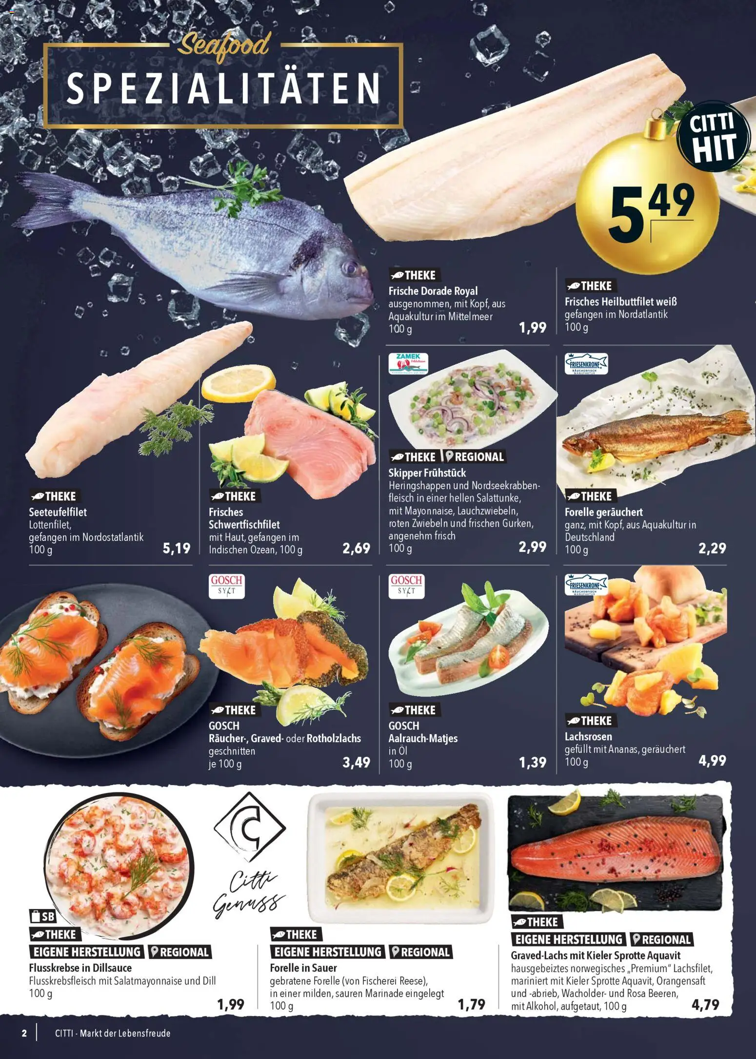 CITTI Markt Prospekt 	 – gültig ab 10.12.2025 | Seite: 2 | Produkte: Dorade, Theke, Orangensaft, Fleisch