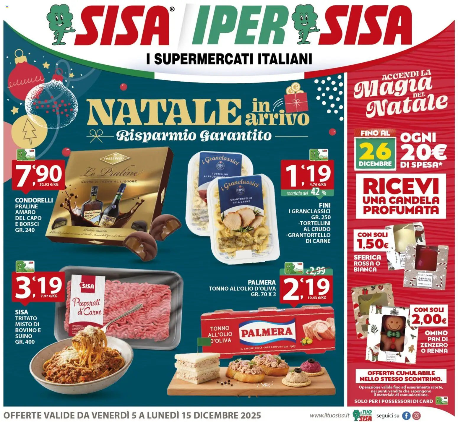 Volantino SISA del 05.12.2025 | Pagina: 1 | Prodotti: Bovino, Crema, Candela, Amaro