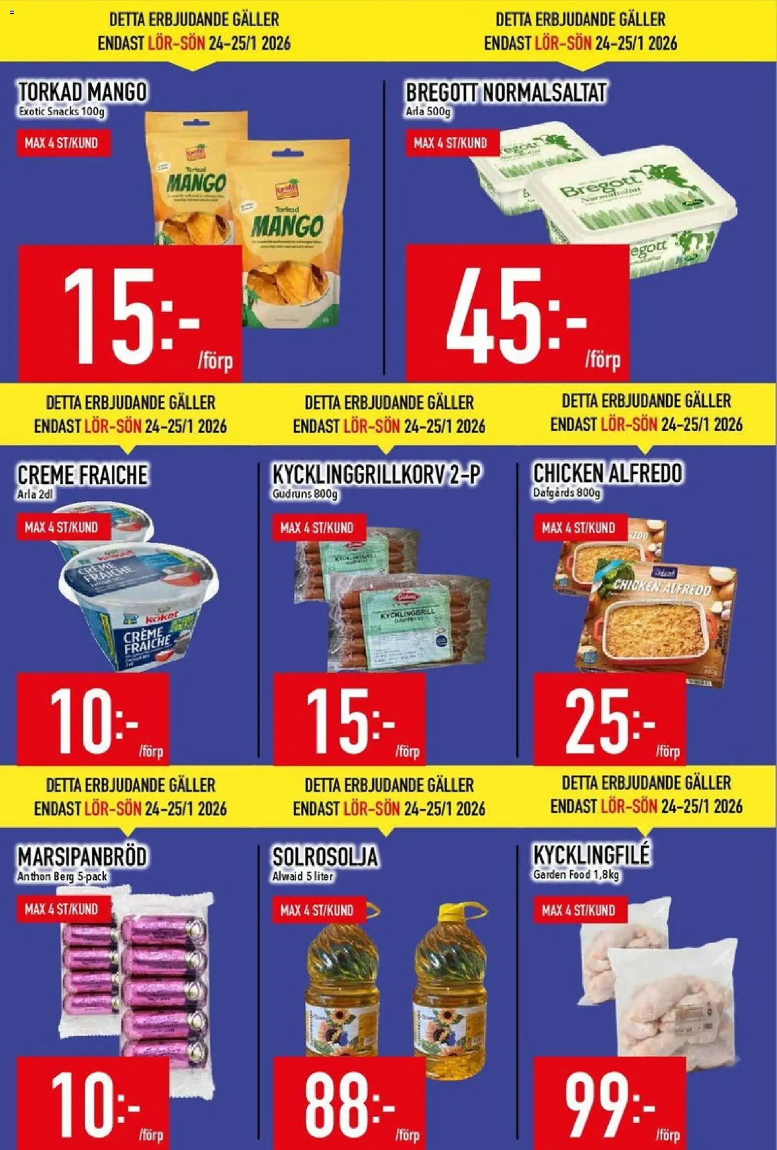 Matdax reklamblad aktuell från 19.01.2026 | Sida: 6 | Produkter: Kycklingfile, Galler, Bregott, Creme fraiche