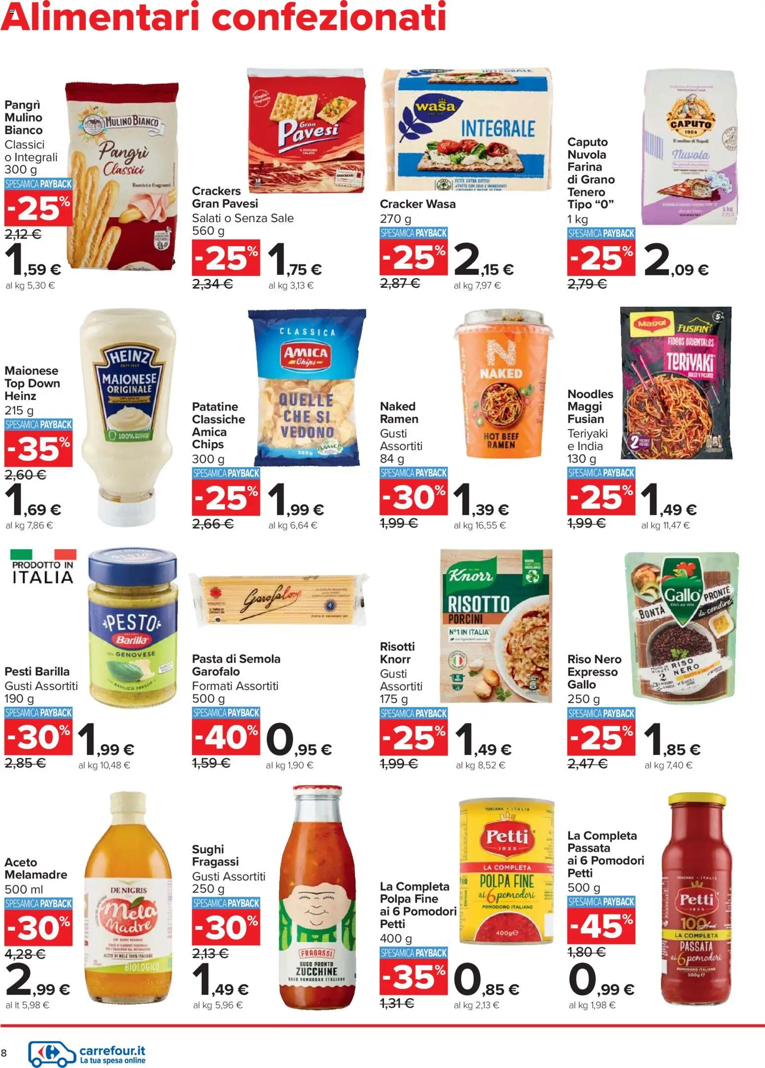 Volantino Carrefour del 27.11.2025 | Pagina: 8 | Prodotti: Patatine, Pomodoro, Crackers, Pesto