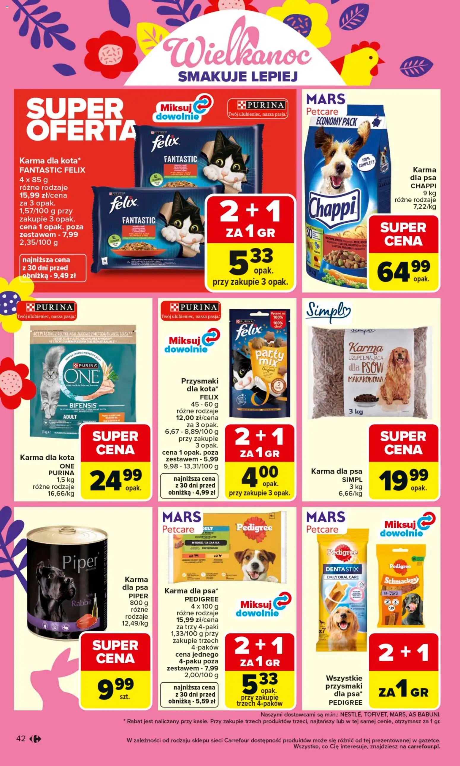 Carrefour gazetka od 16.03.2026 | Strona: 44 | Produkty: Pedigree, Karma dla kota, Karma dla psa