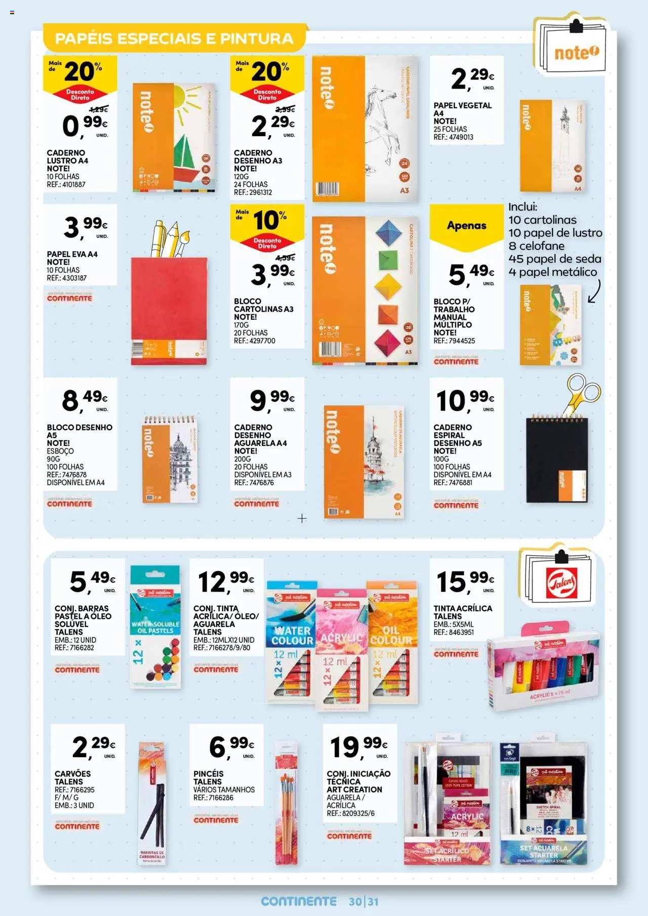 Continente - Regresso às Aulas: Regressamos com tudo │ válido de 12.08.2025 | Página: 31 | Produtos: Caderno, Tinta, Notebook, Óleo