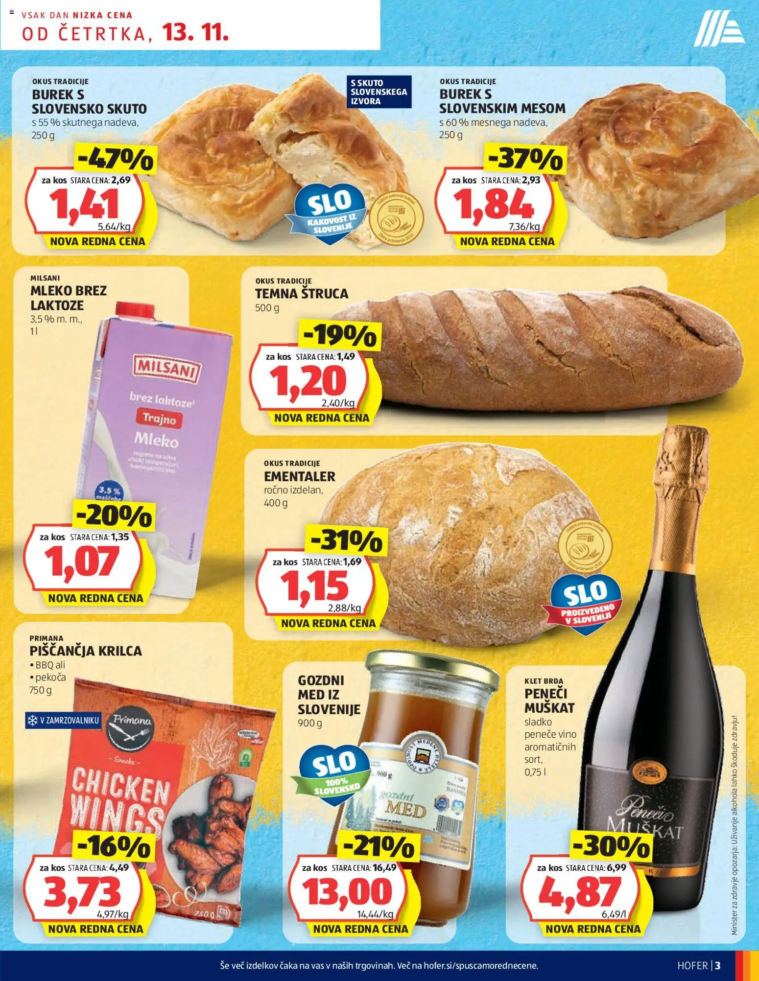 Novi Hofer katalog ponudbe – veljaven od 13.11.2025 | Stran: 3 | Izdelki: Kos, Mleko, Vino