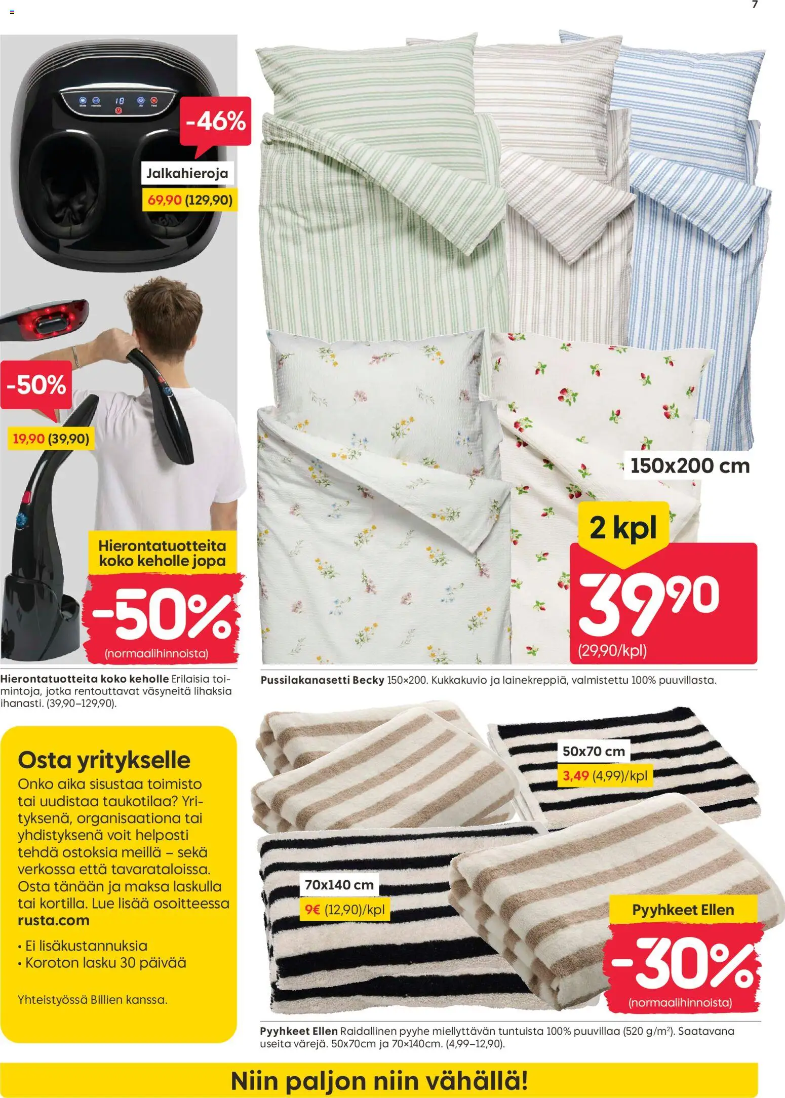 Rusta tarjoukset – voimassa 16.02.2026 alkaen | Sivu: 7 | Tuotteet: Pussilakanasetti, Pyyhe, Pyyhkeet