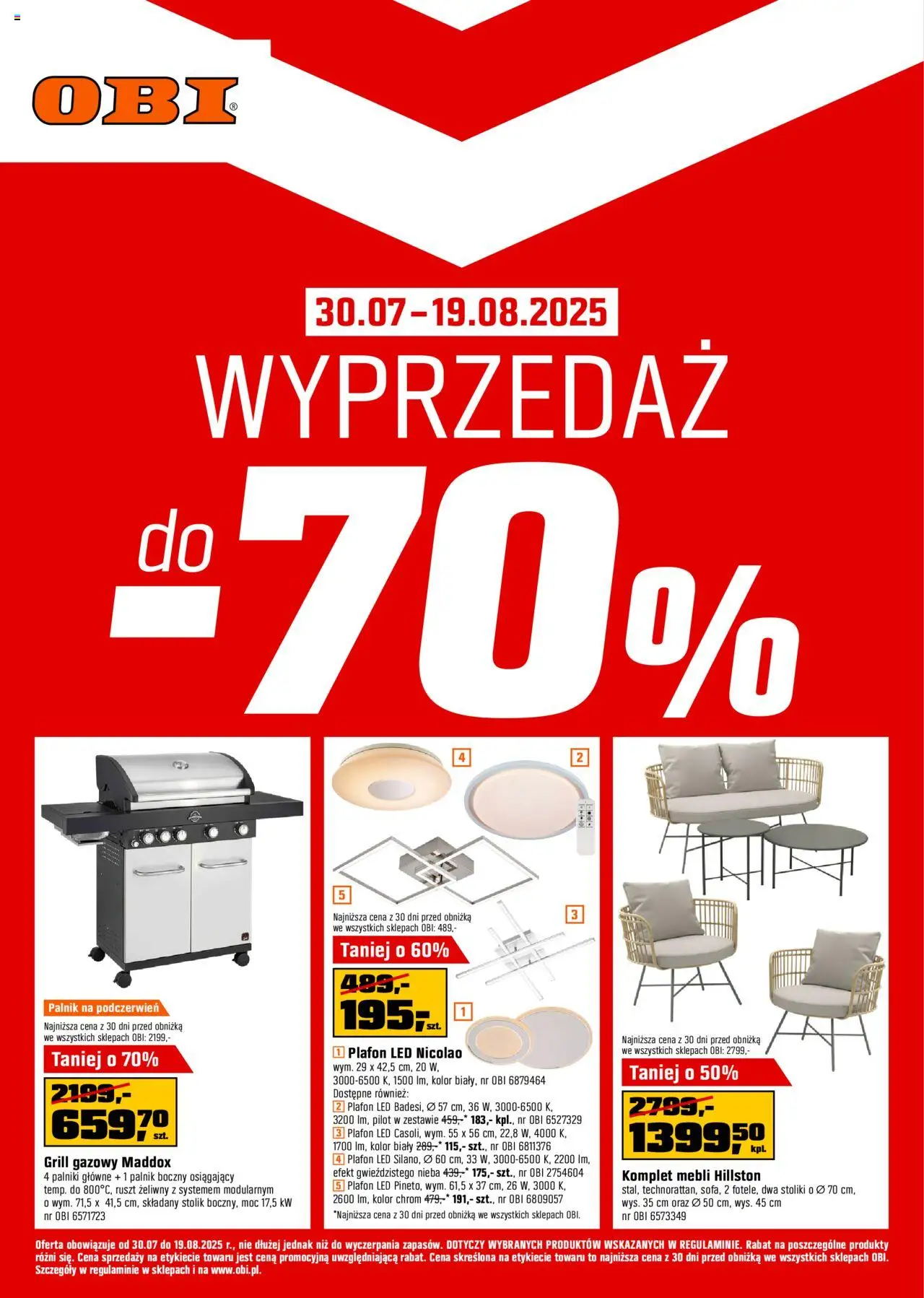 OBI Gazetka - Wyprzedaż od 30.07.2025 | Strona: 1 | Produkty: Grill, Grill gazowy, Ruszt