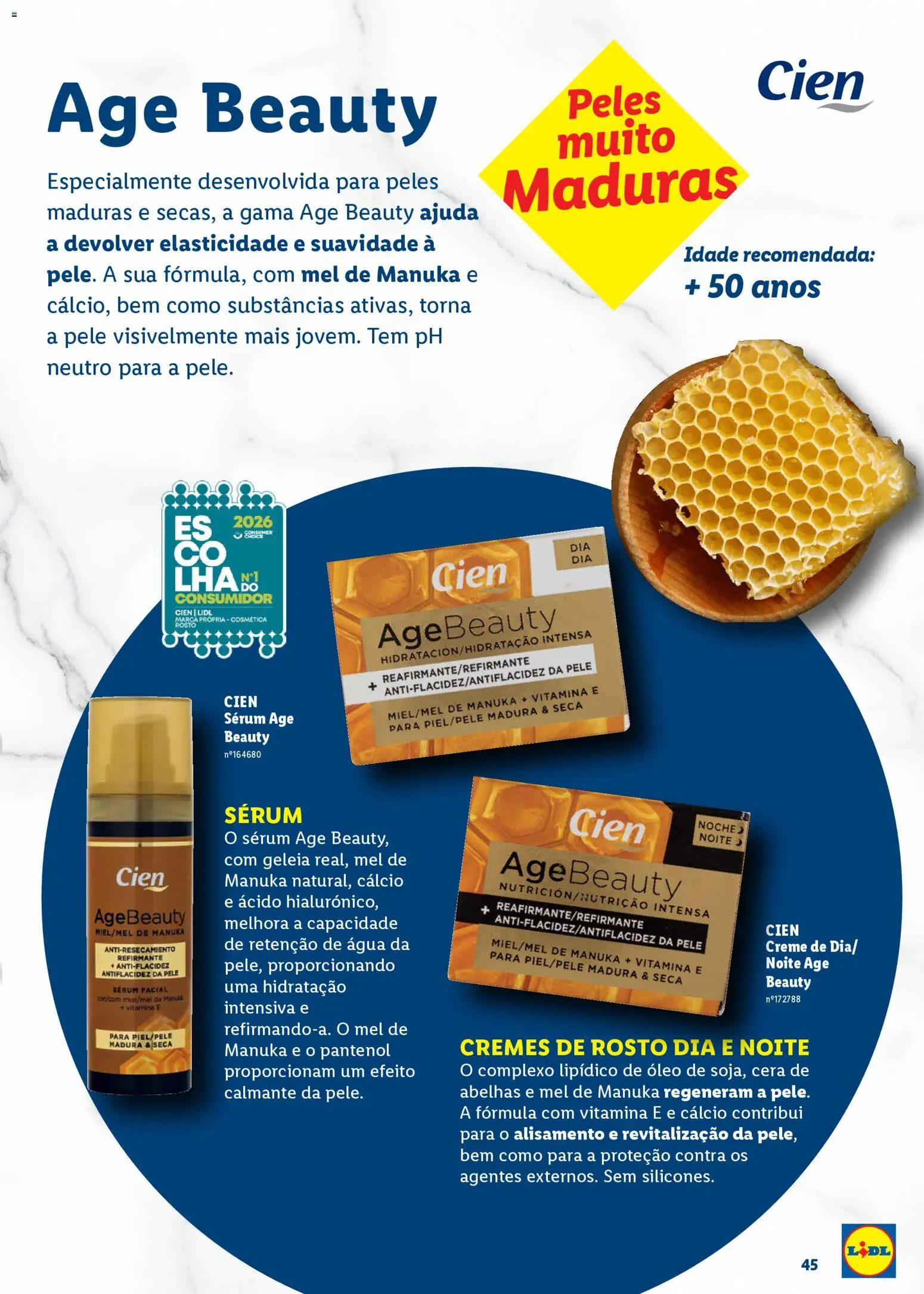 Lidl Beleza Inteligente │ válido de 16.03.2026 | Página: 45 | Produtos: Cálcio, Sérum, Cera, Óleo