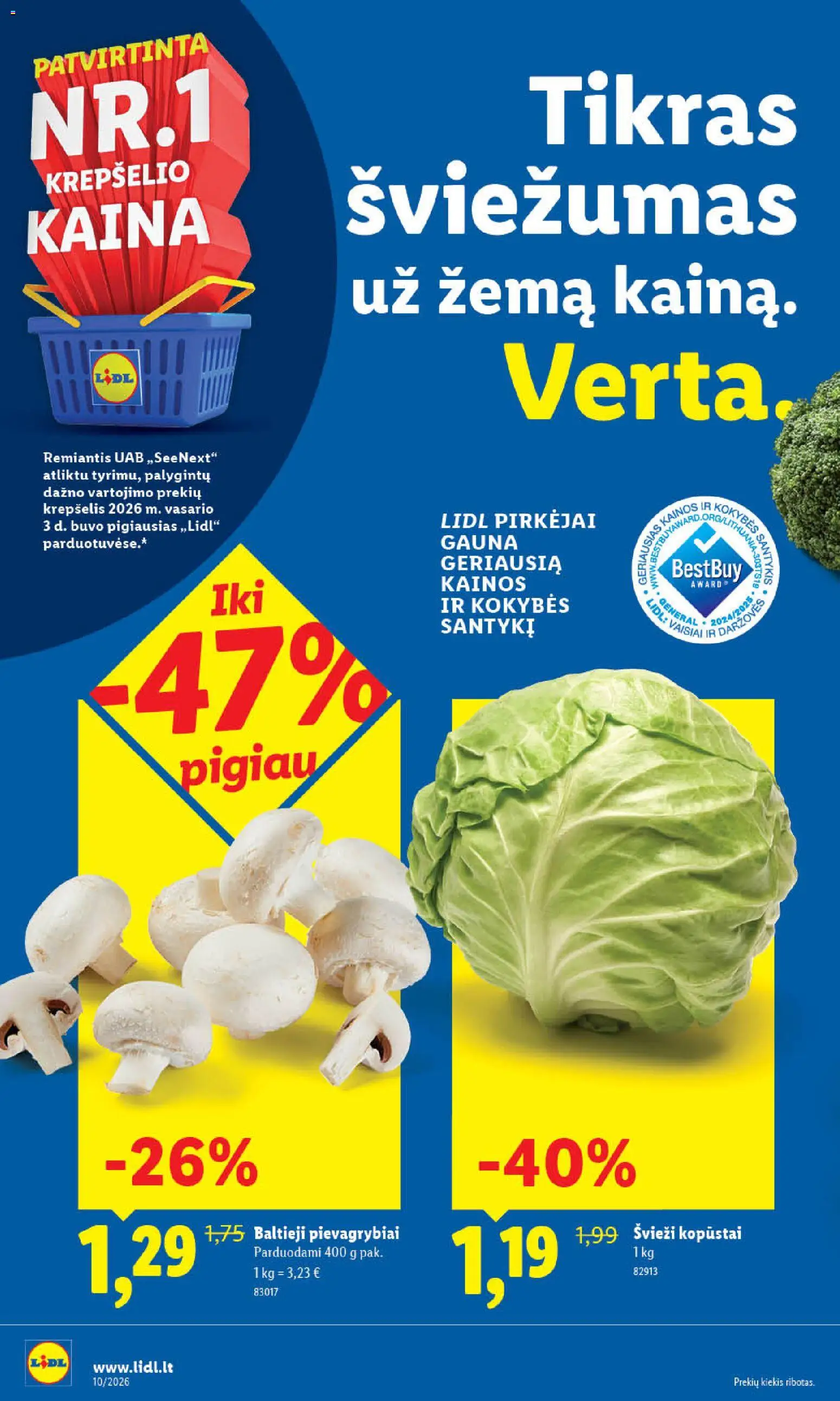 LIDL akcijos nuo 02.03.2026 | Puslapis: 44 | Prekių: Pievagrybiai, Krepšelis