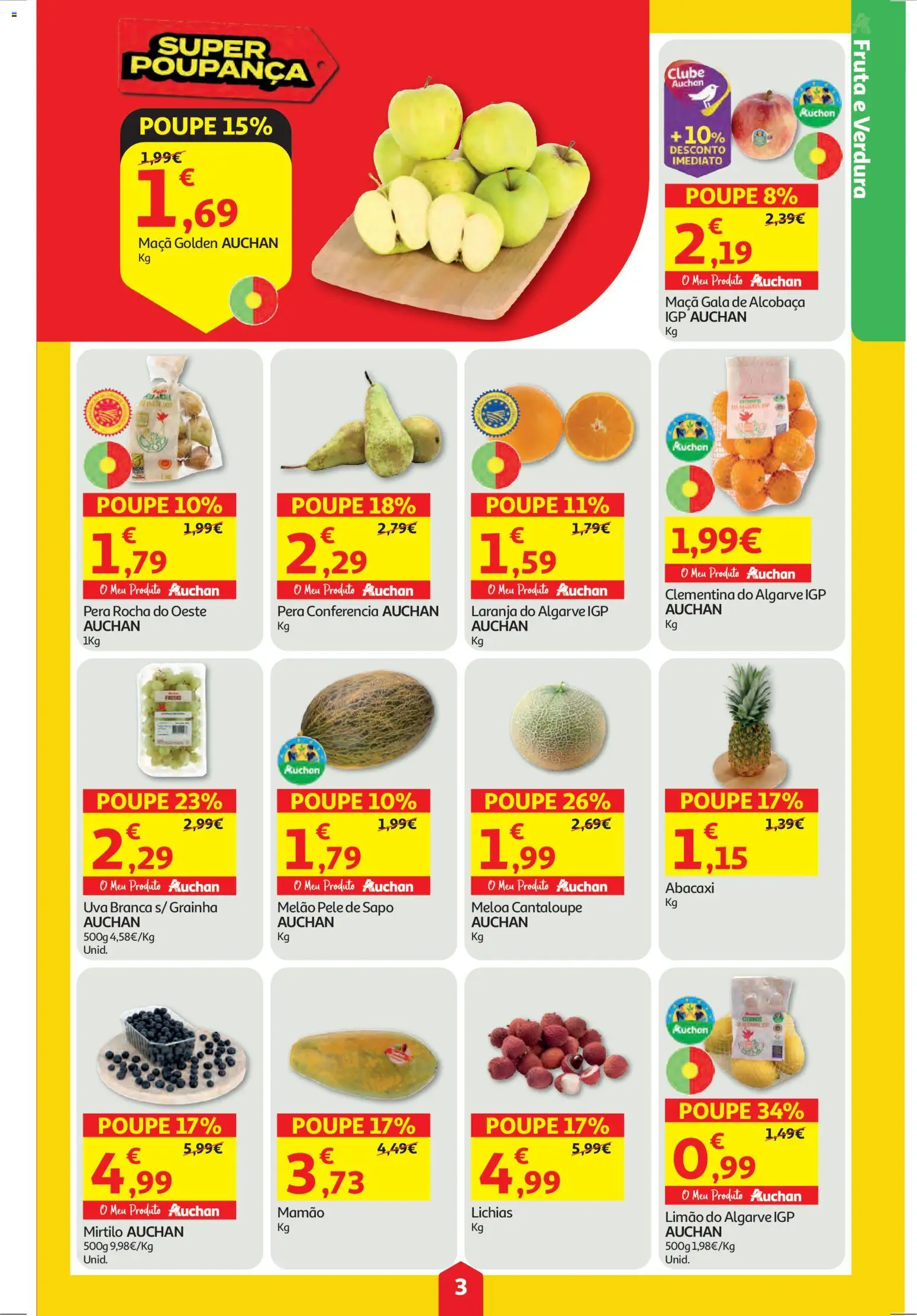 Auchan folheto │ válido de 25.12.2025 | Página: 3 | Produtos: Maça, Abacaxi, Melão, Mamão