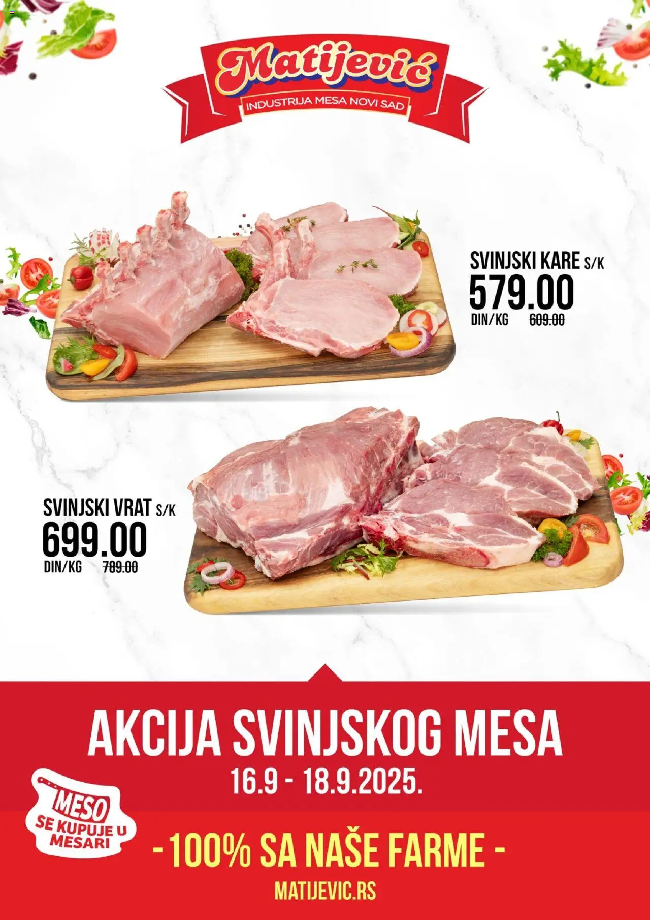 Matijevic katalog - važi od 16.09.2025 | Strana: 1 | Proizvode: Svinjski kare, Svinjski vrat