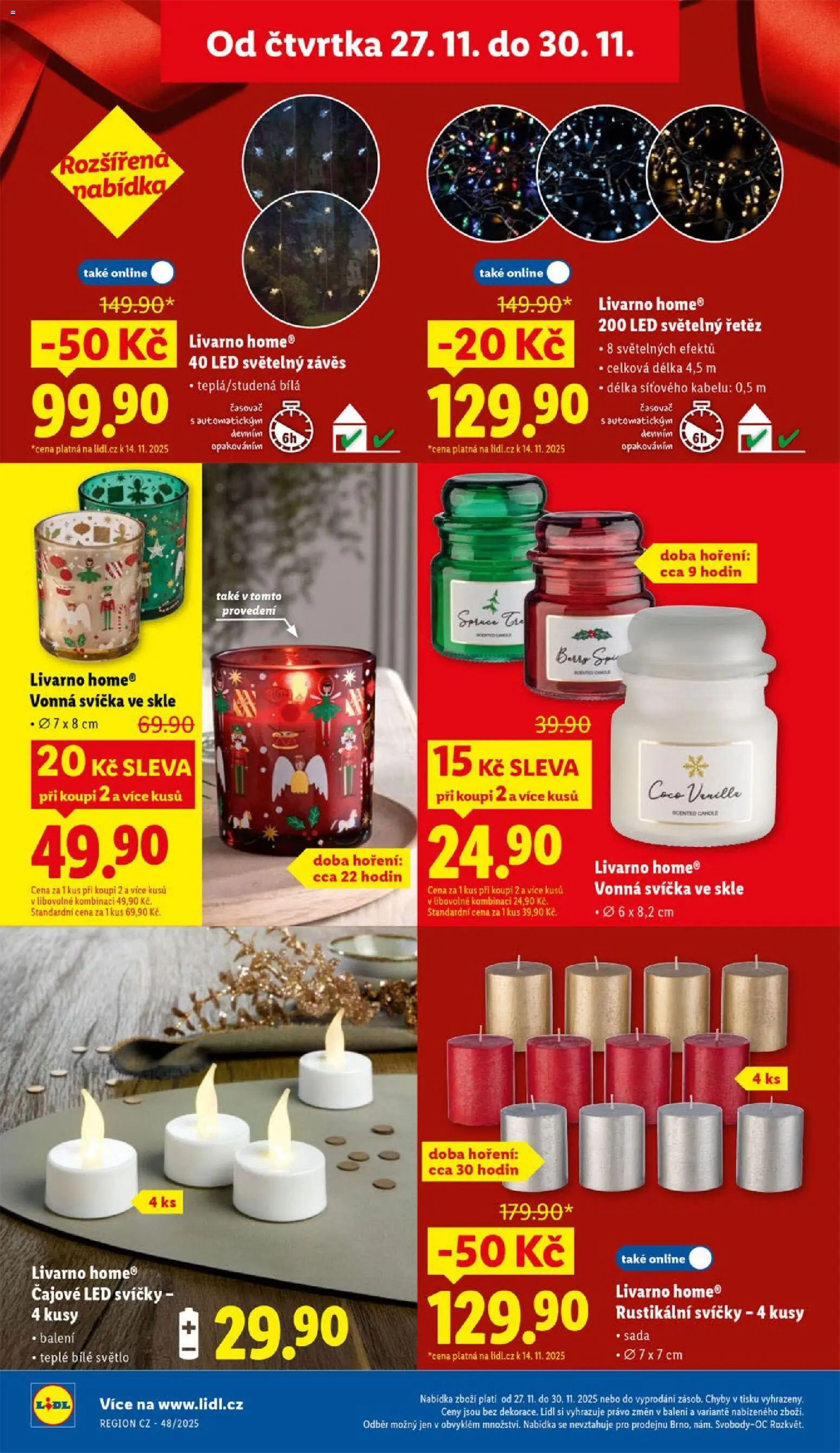 Lidl Black Friday od 27.11.2025 | Strana: 50 | Produkty: Závěs, Svíčka, Světelný řetěz, LED
