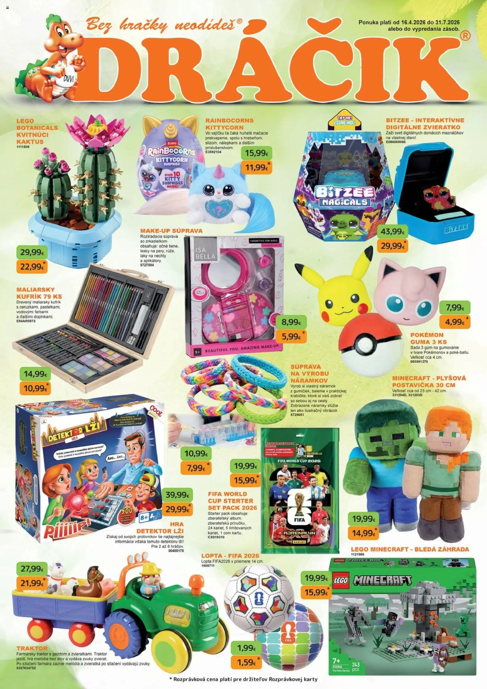 Nové Dráčik akcie – leták je platný od 16.04.2026 | Strana: 1 | Produkty: LEGO, Lopta, Hra, Hračky