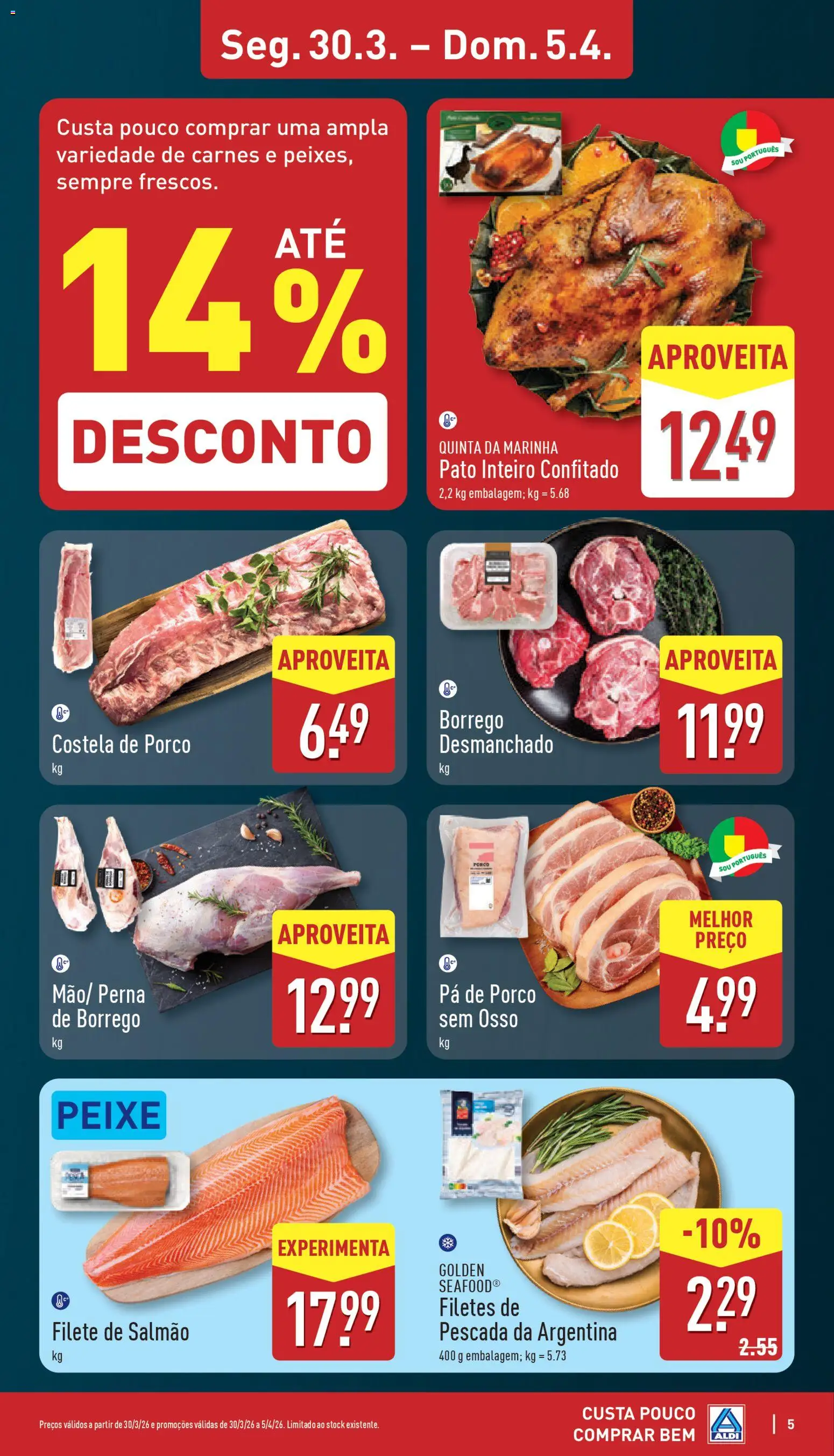 Aldi folheto │ válido de 30.03.2026 | Página: 5 | Produtos: Pescada, Salmão, Peixe, Pá