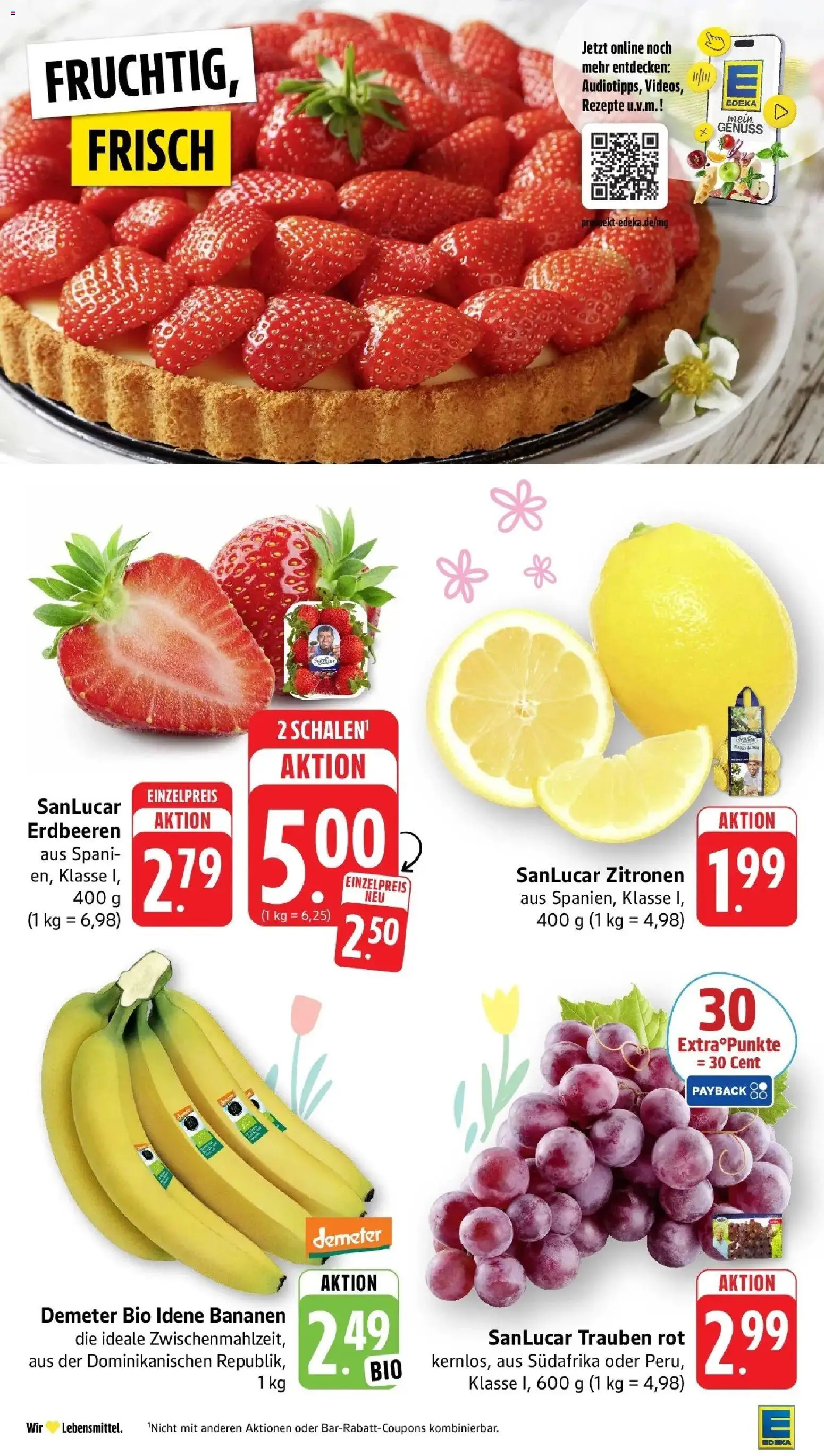E center Prospekt Speyer	 – gültig ab 29.03.2026 | Seite: 4 | Produkte: Trauben, Bananen, Erdbeeren, Zitronen