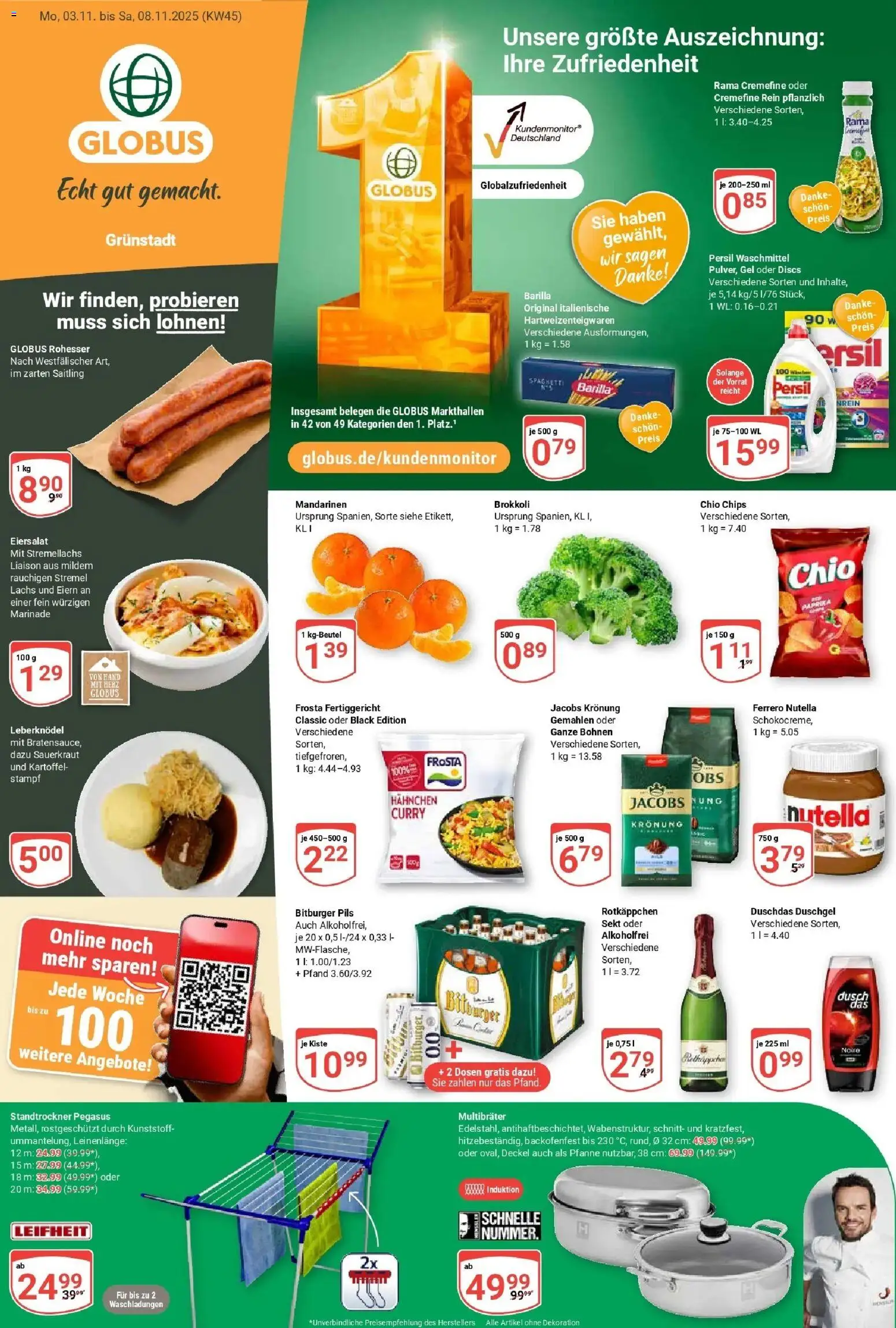 Globus prospekt Grünstadt	 – gültig ab 02.11.2025 | Seite: 1 | Produkte: Rama, Barilla, Sekt, Rotkäppchen