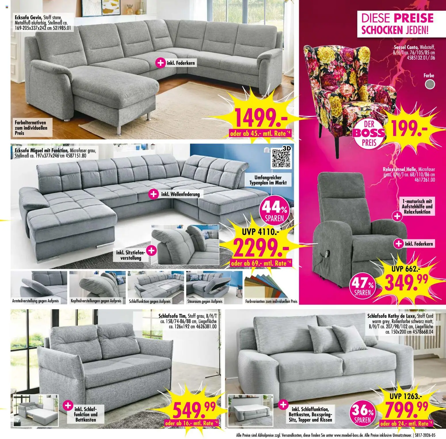 SB Möbel Boss Prospekt 	 – gültig ab 18.04.2026 | Seite: 5 | Produkte: Ecksofa, Relaxsessel, Sessel, Topper