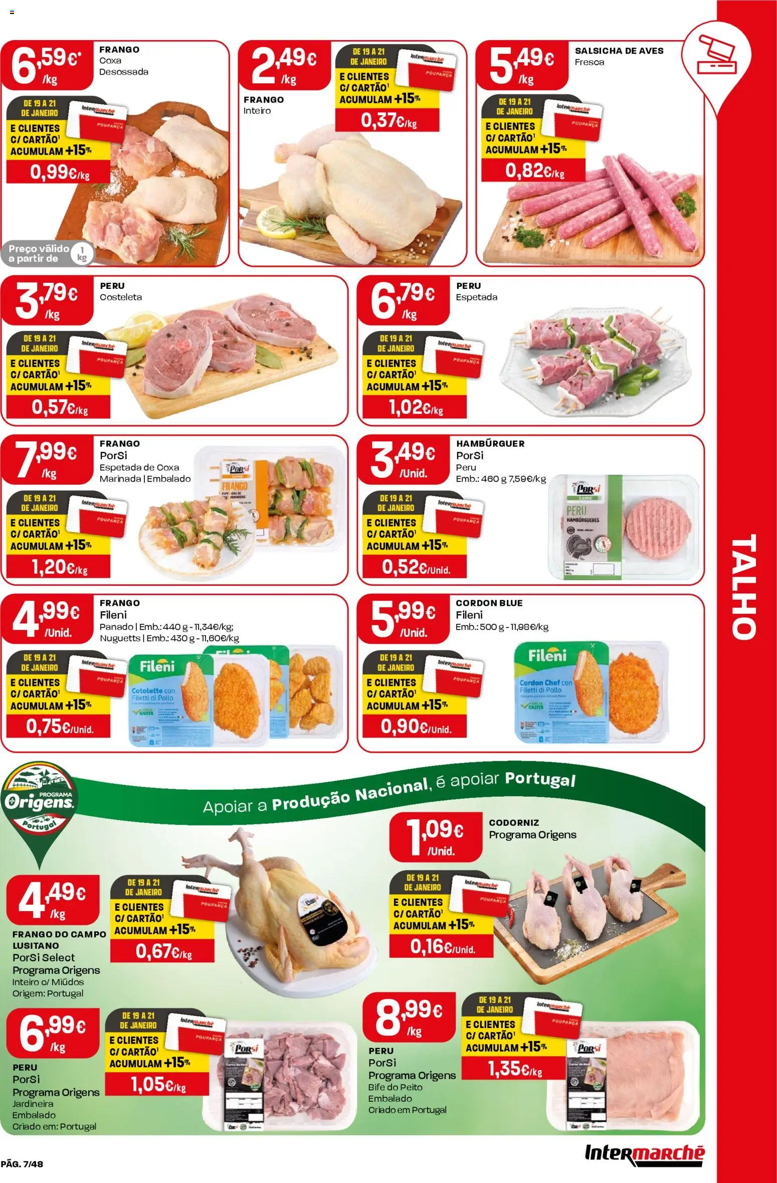 Intermarché folheto │ válido de 15.01.2026 | Página: 7 | Produtos: Frango, Peru, Hambúrguer, Salsicha